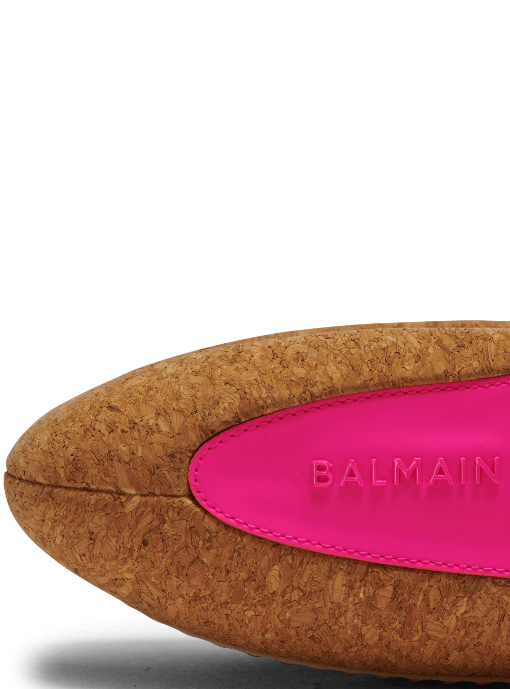 Women's Balmain B-IT Leather Rubber And Cork Slides Pink | USA 0QyhGRZ0