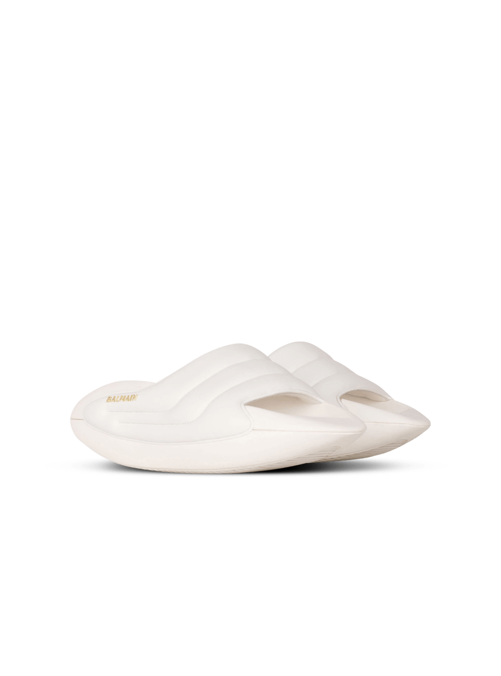 Women's Balmain B-IT Quilted Leather Slides White | USA pFdir6Vz