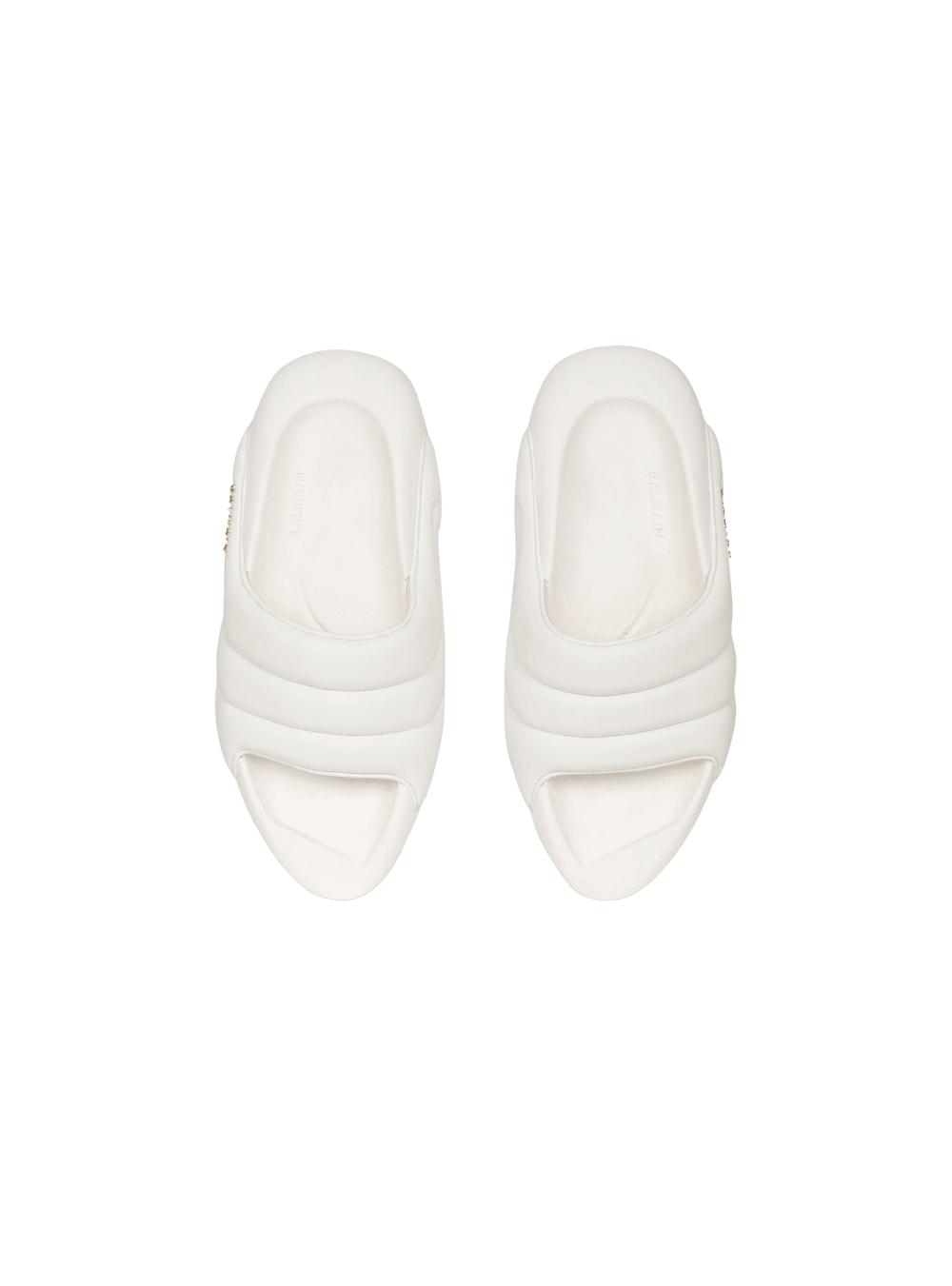 Women's Balmain B-IT Quilted Leather Slides White | USA pFdir6Vz