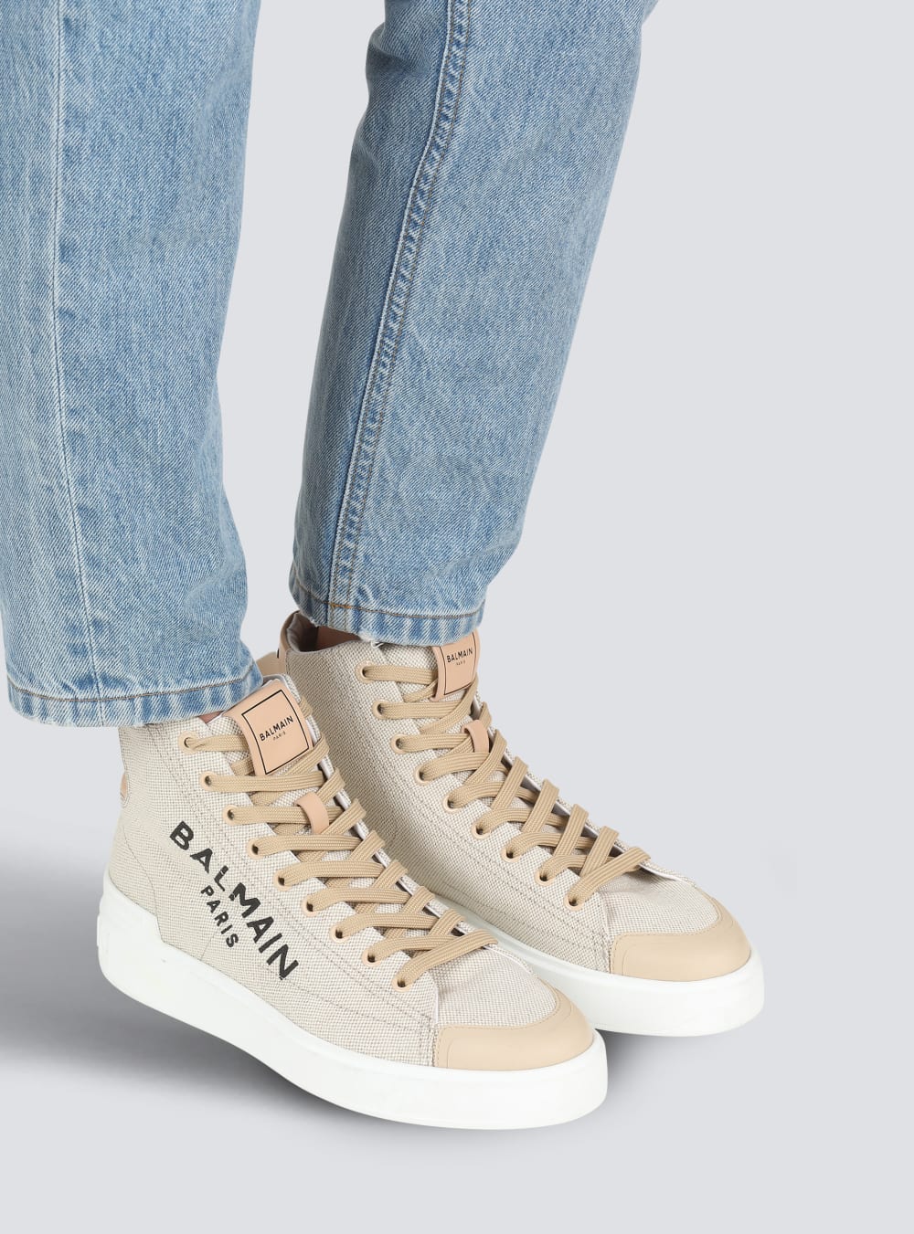 Women's Balmain B-court Sneakers Beige | USA SLuB7XKW