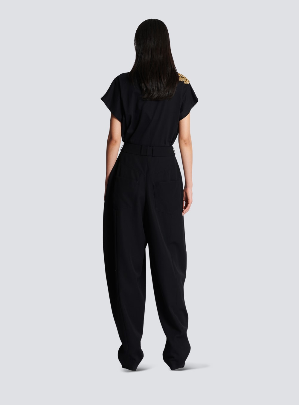 Women's Balmain Baggy Grain Of Powder Trousers Black | USA Xd2ybbxM