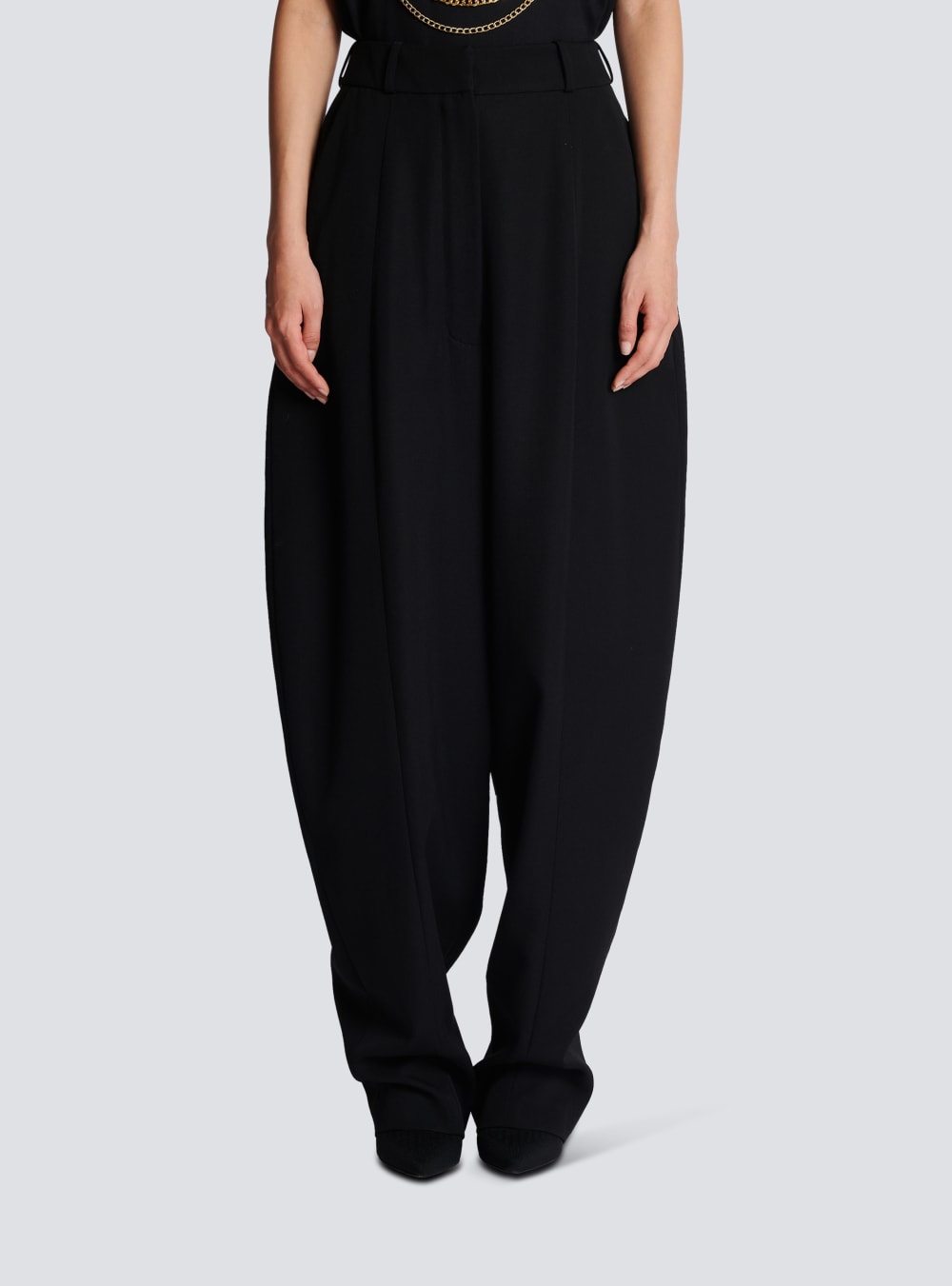 Women's Balmain Baggy Grain Of Powder Trousers Black | USA Xd2ybbxM