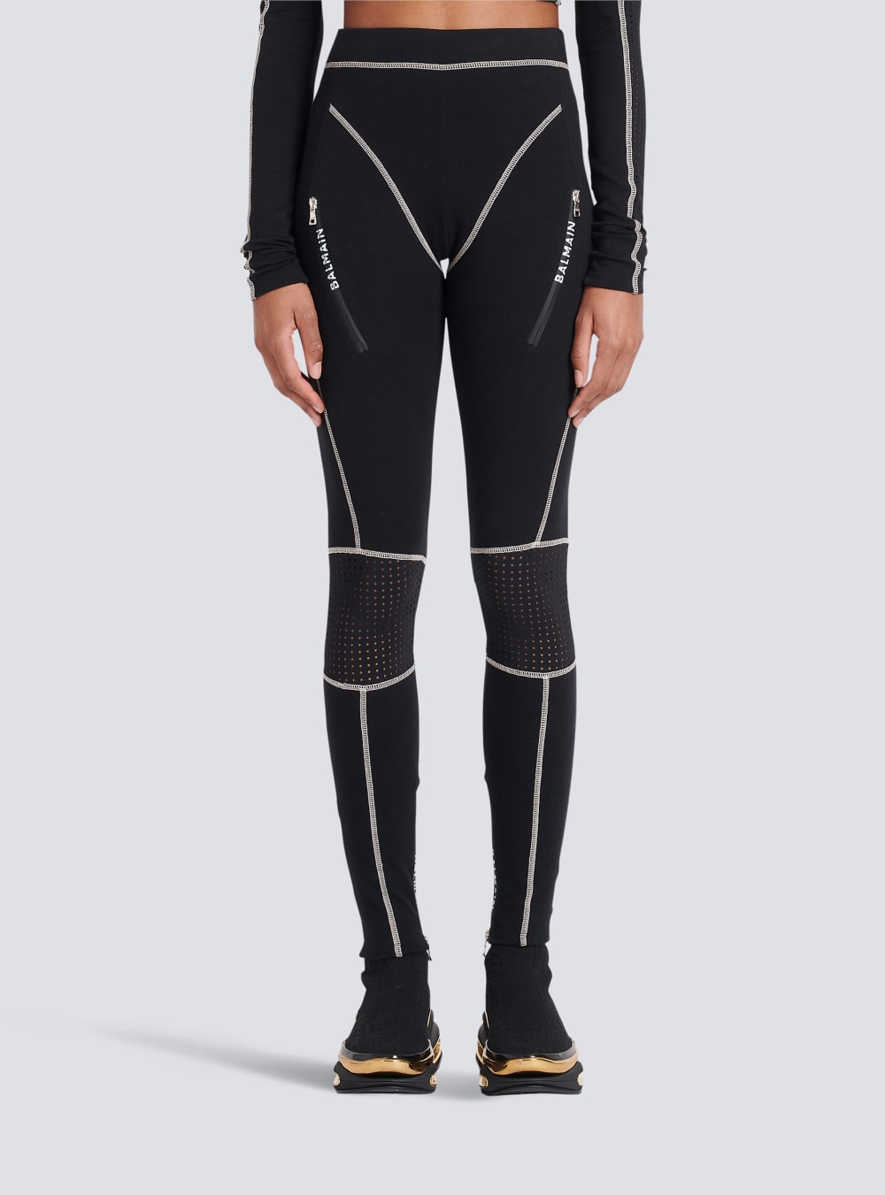 Women's Balmain Balmain-monogrammed Jersey Leggings Black | USA egf8kYPb