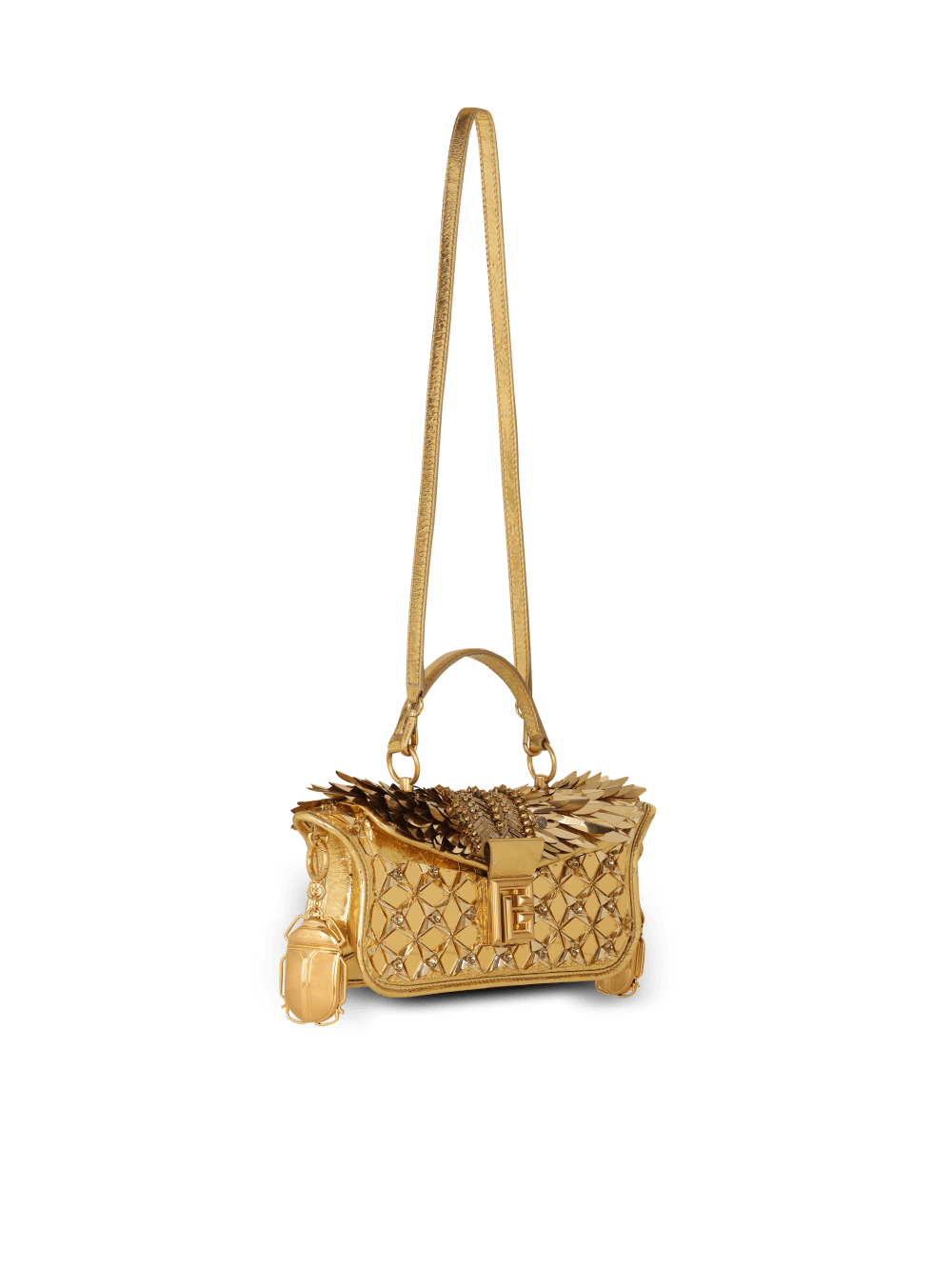 Women's Balmain Blaze Embroidered Handbag Gold | USA RUuMI63A