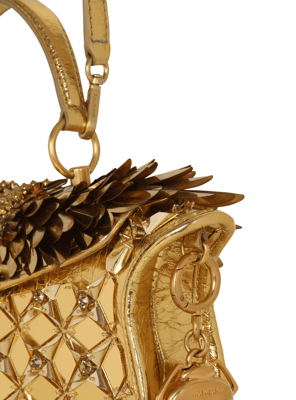 Women's Balmain Blaze Embroidered Handbag Gold | USA RUuMI63A