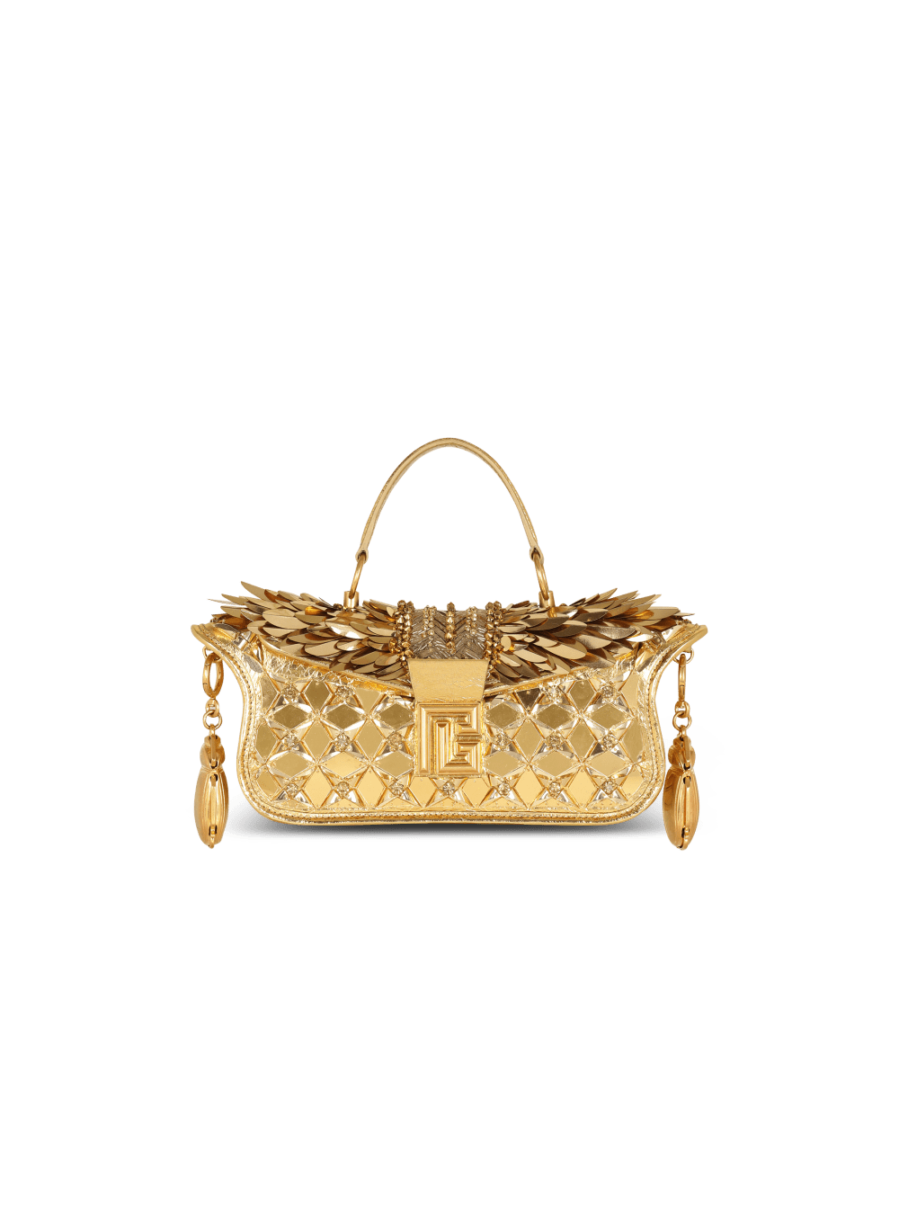 Women\'s Balmain Blaze Embroidered Handbag Gold | USA RUuMI63A