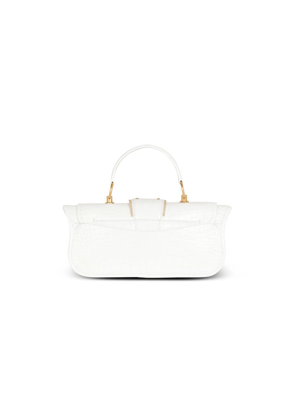 Women's Balmain Blaze In Crocodile Effect-embossed Leather Handbag White | USA 2FBPUtPd