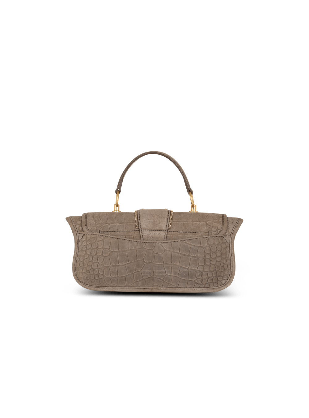 Women's Balmain Blaze In Crocodile Effect-embossed Leather Handbag Beige | USA WncPqTZS