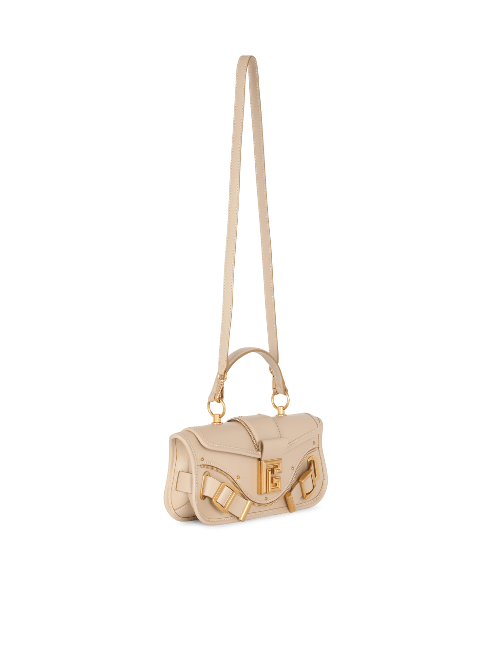 Women's Balmain Blaze In Smooth Leather Handbag Beige | USA b0Pv16rb