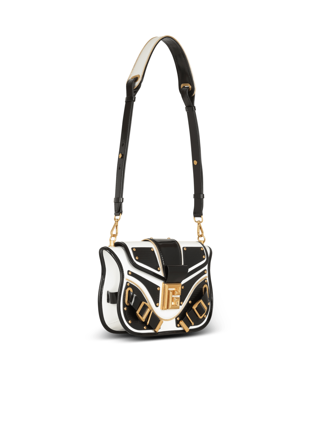 Women's Balmain Blaze In Smooth Two-tone Leather Crossbody Bags Black | USA u387RRL4