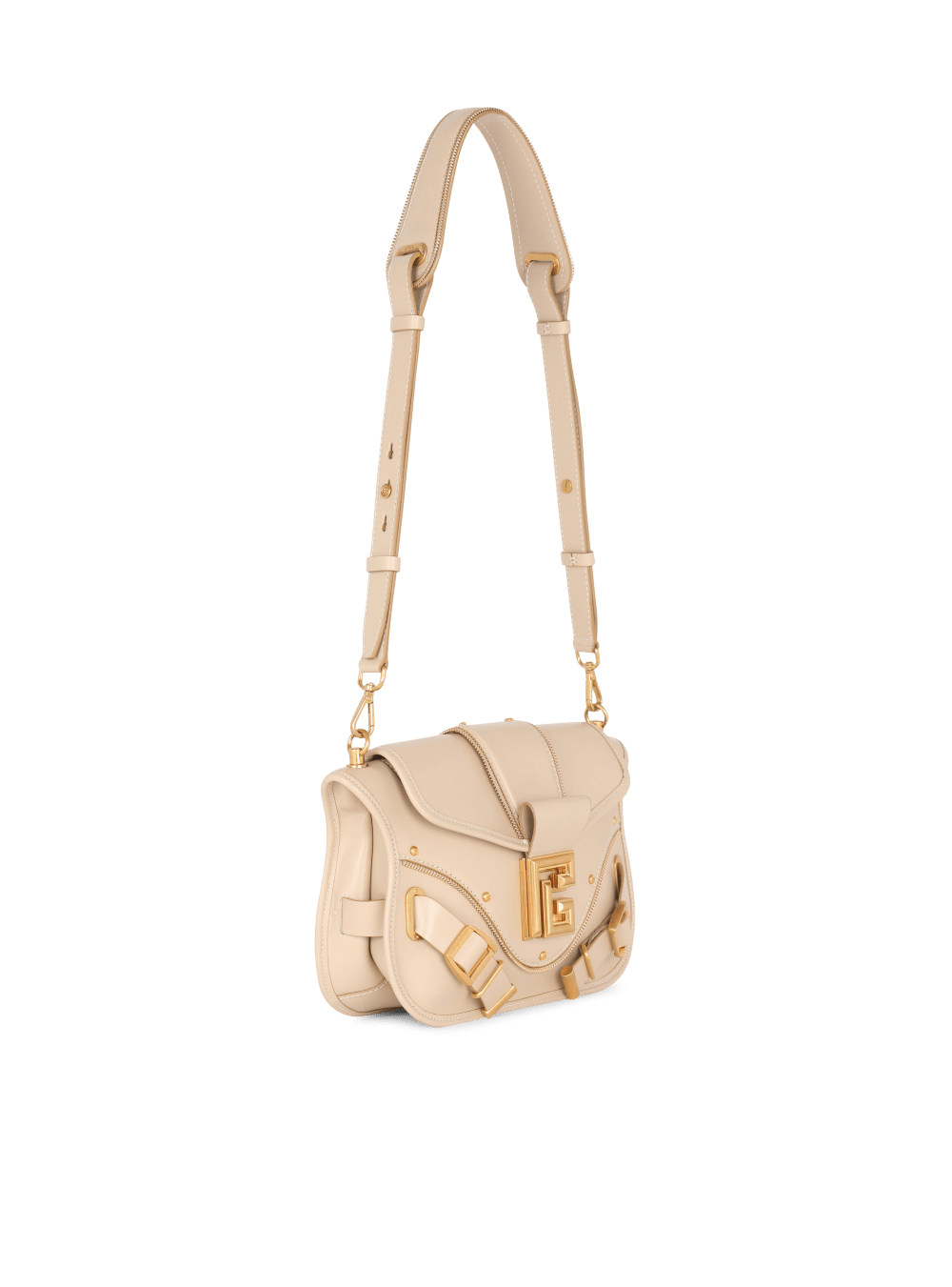 Women's Balmain Blaze Smooth Leather Crossbody Bags Beige | USA QuIqNQFp