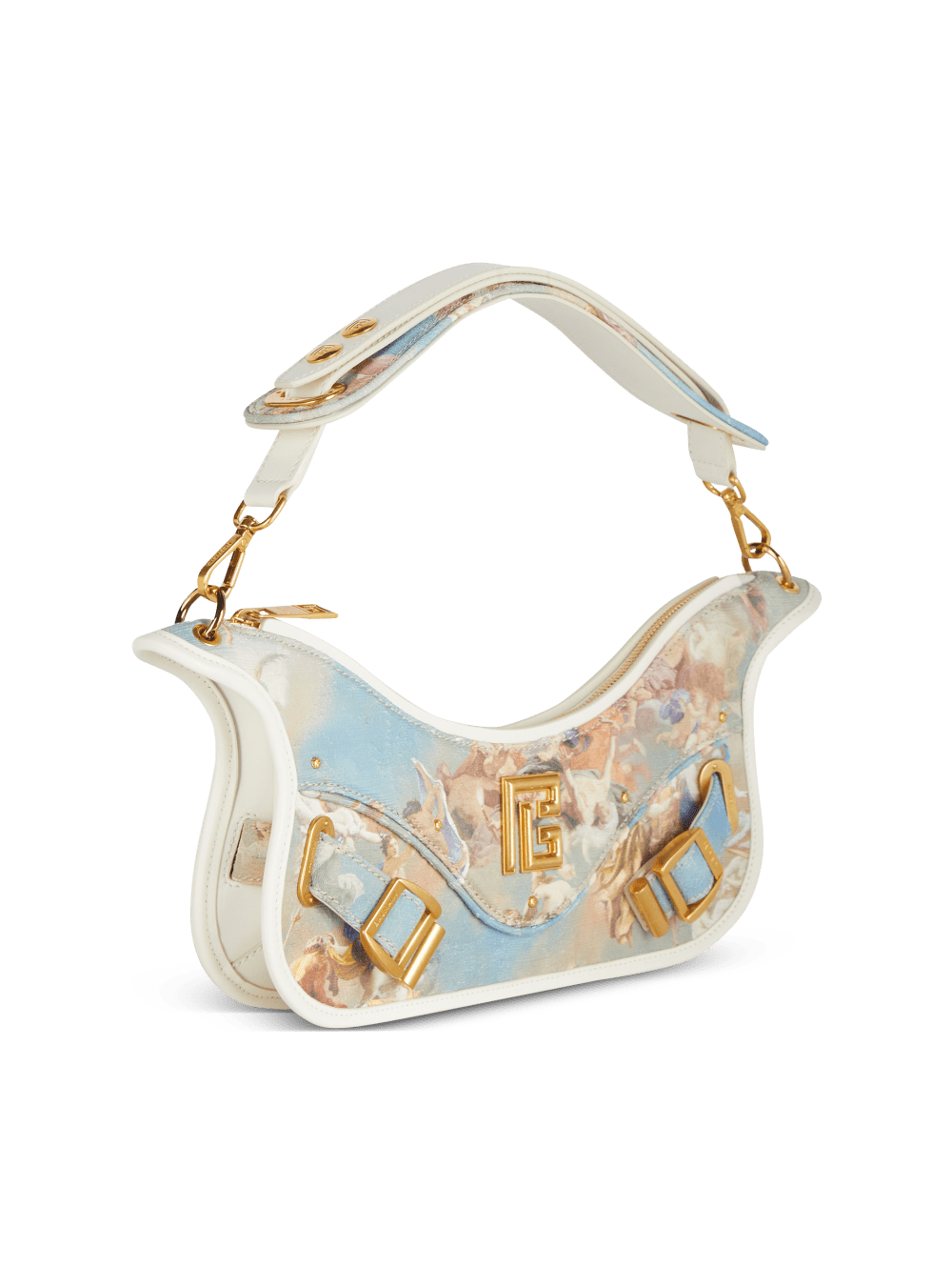 Women's Balmain Blaze Zipped In Sky Print Canvas Handbag Multicolor | USA MVO0nLvh