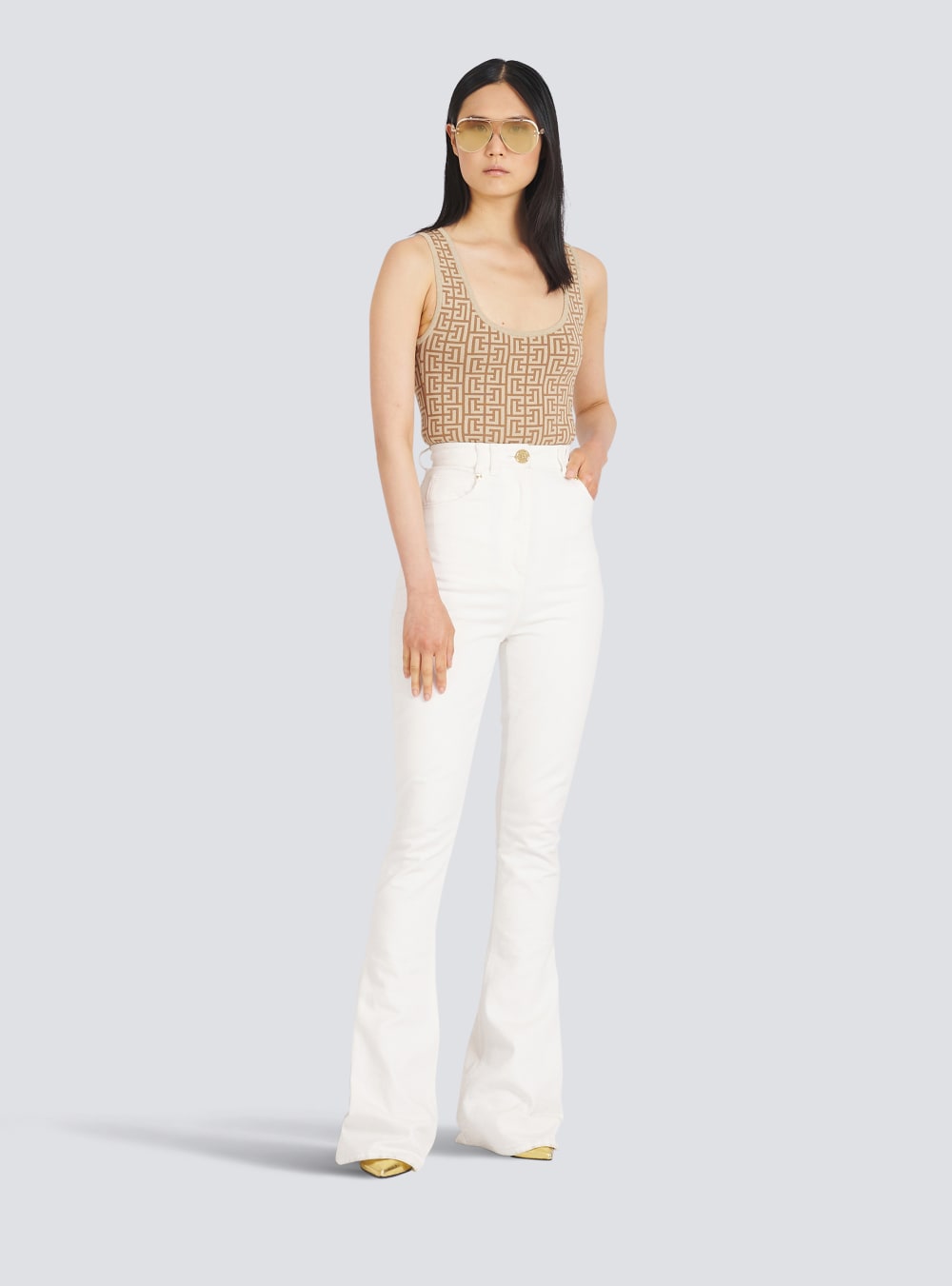 Women's Balmain Bootcut Jeans White | USA ozZftSSL