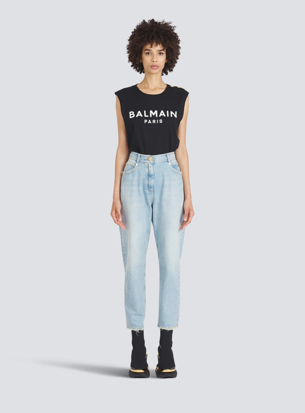 Women's Balmain Boyfriend Cut Eco-designed Jeans Blue | USA jjXxTjsc