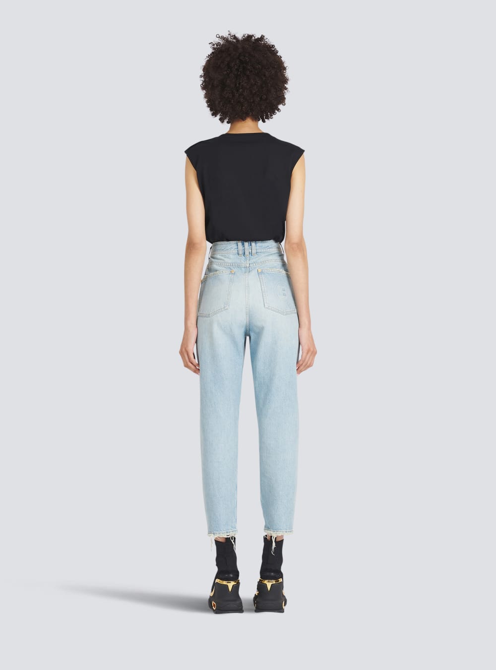 Women's Balmain Boyfriend Cut Eco-designed Jeans Blue | USA jjXxTjsc