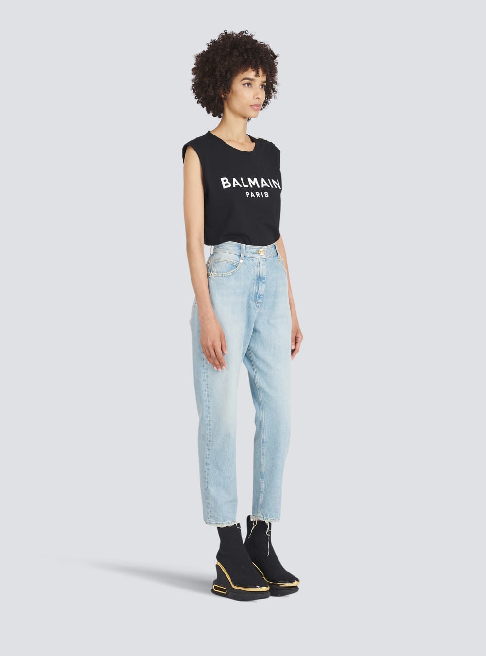 Women's Balmain Boyfriend Cut Eco-designed Jeans Blue | USA jjXxTjsc