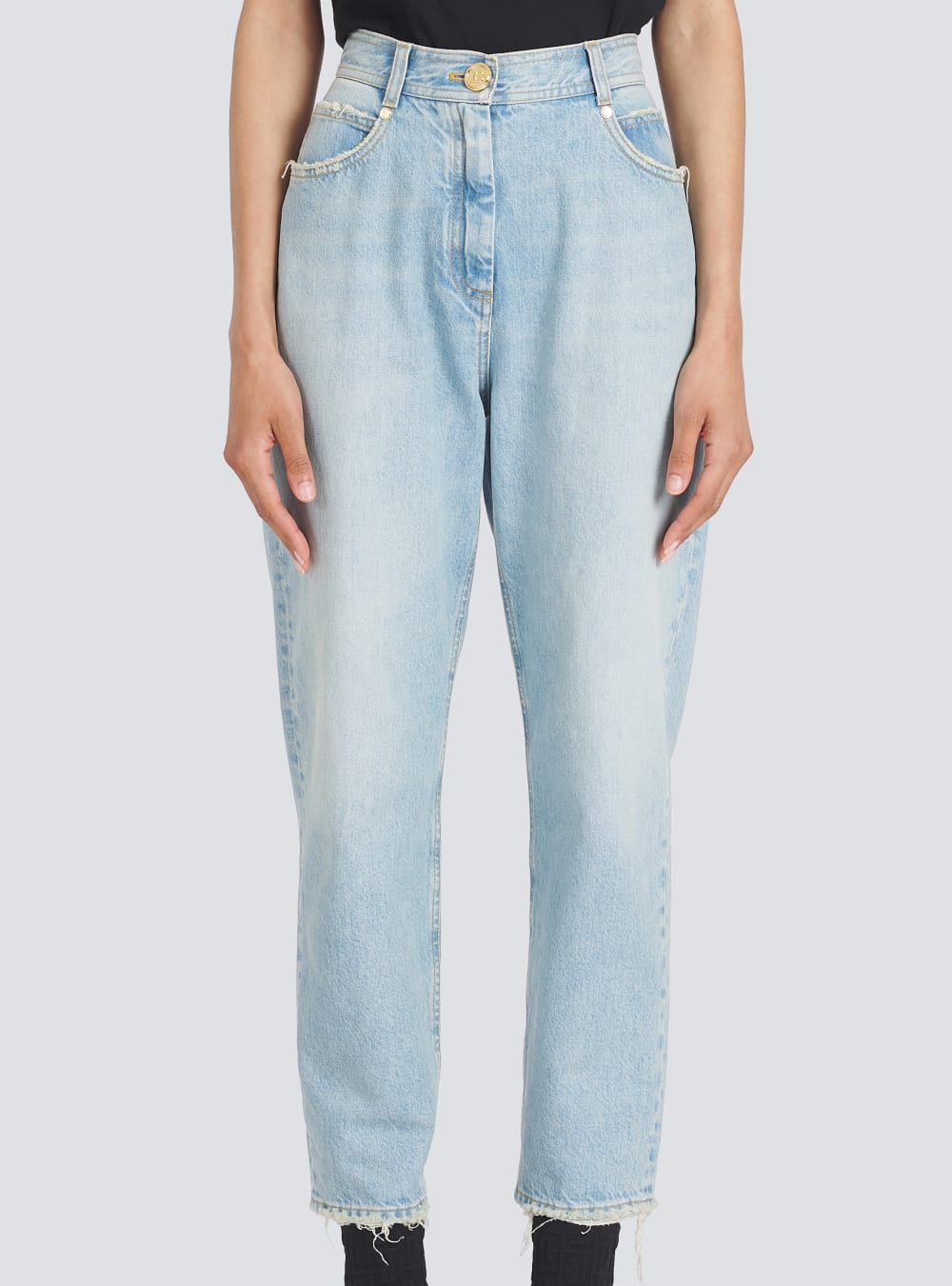 Women's Balmain Boyfriend Cut Eco-designed Jeans Blue | USA jjXxTjsc