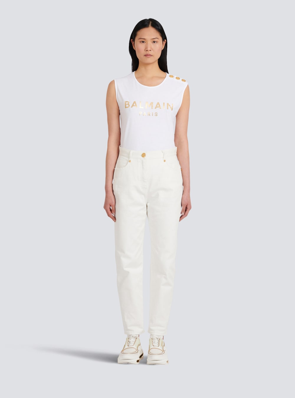 Women's Balmain Boyfriend Cut Jeans White | USA Qu2EYIXN