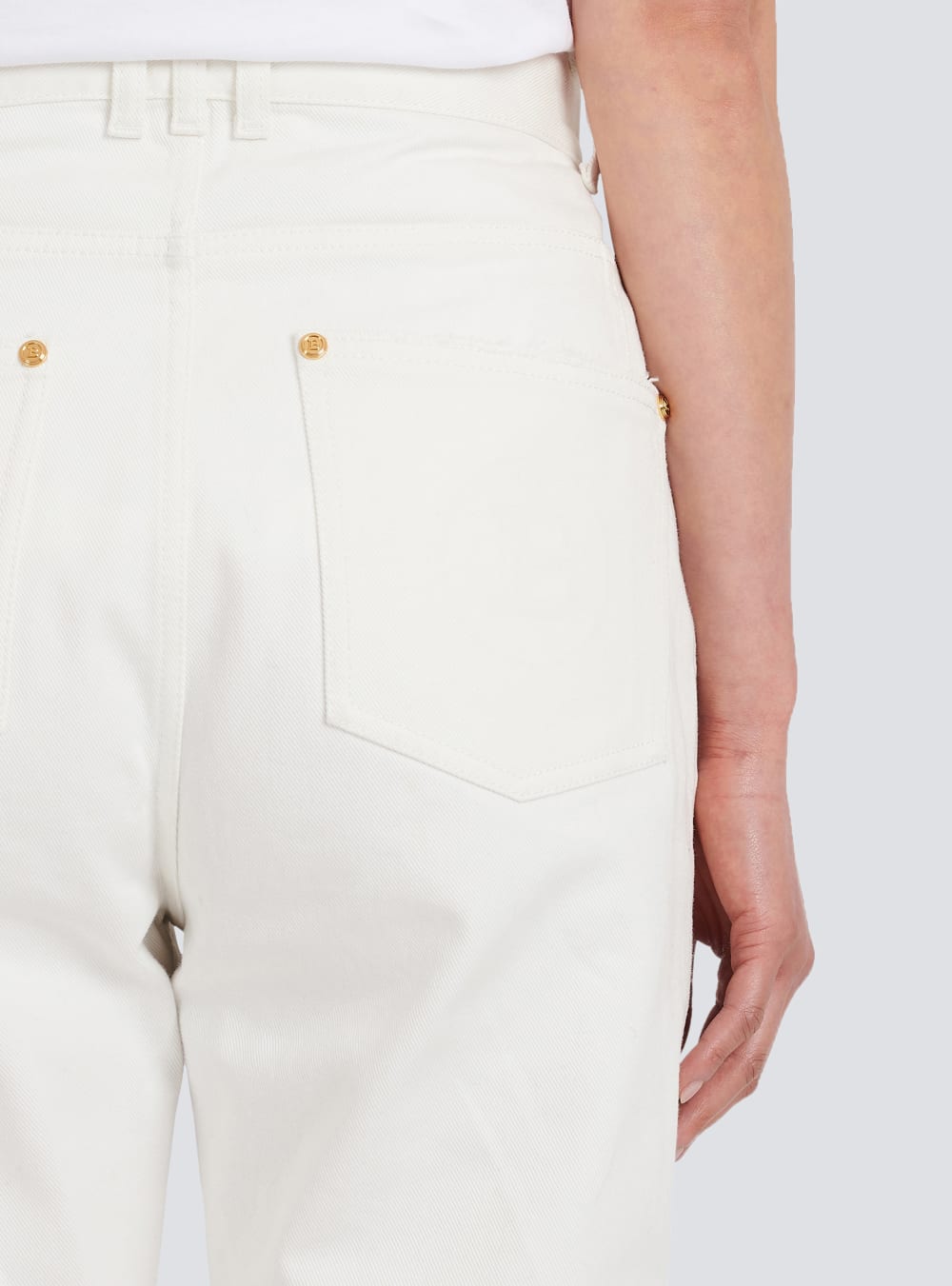 Women's Balmain Boyfriend Cut Jeans White | USA Qu2EYIXN