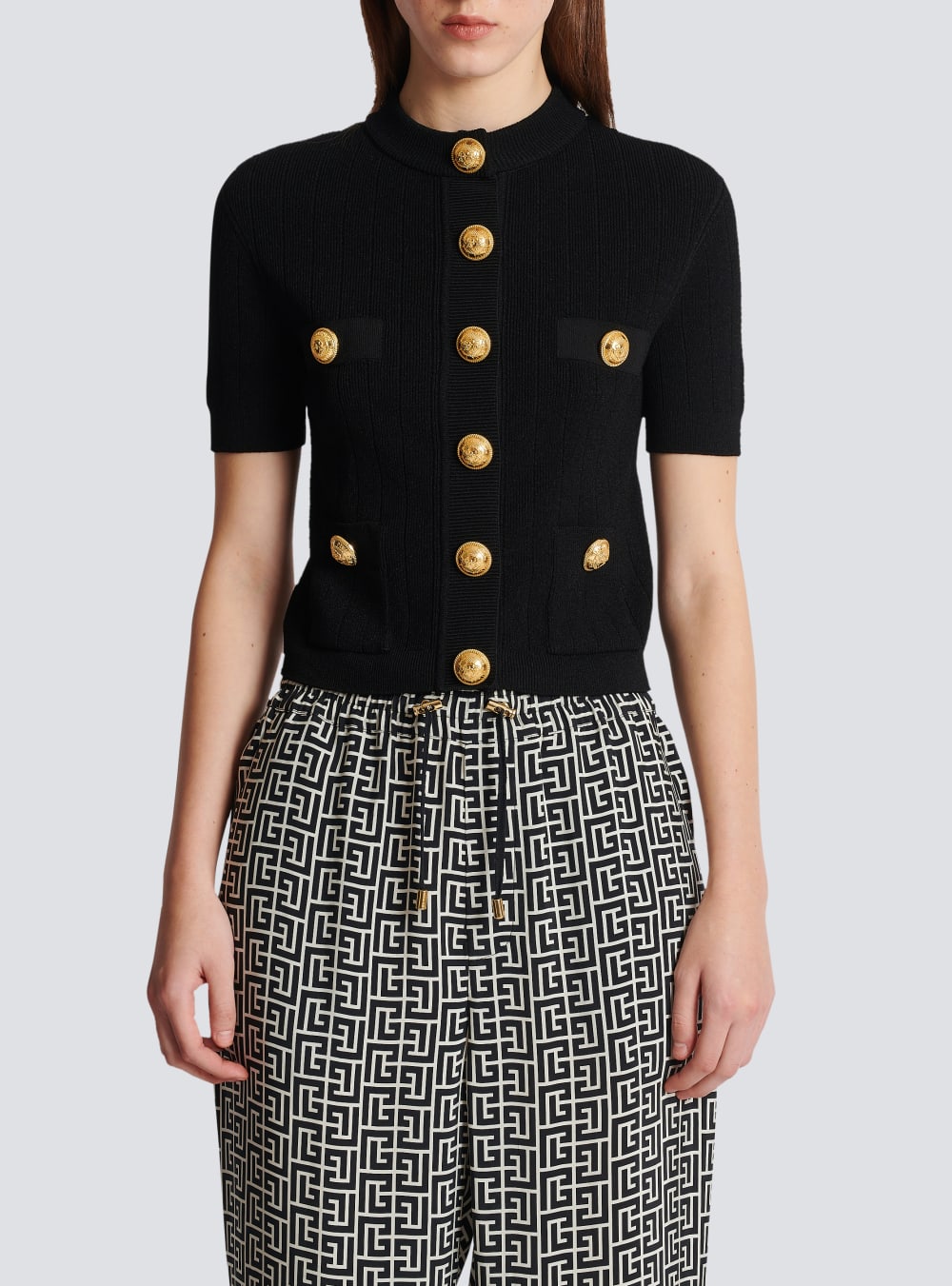 Women's Balmain Buttoned Knitted Cardigan Black | USA ovMSaEBl