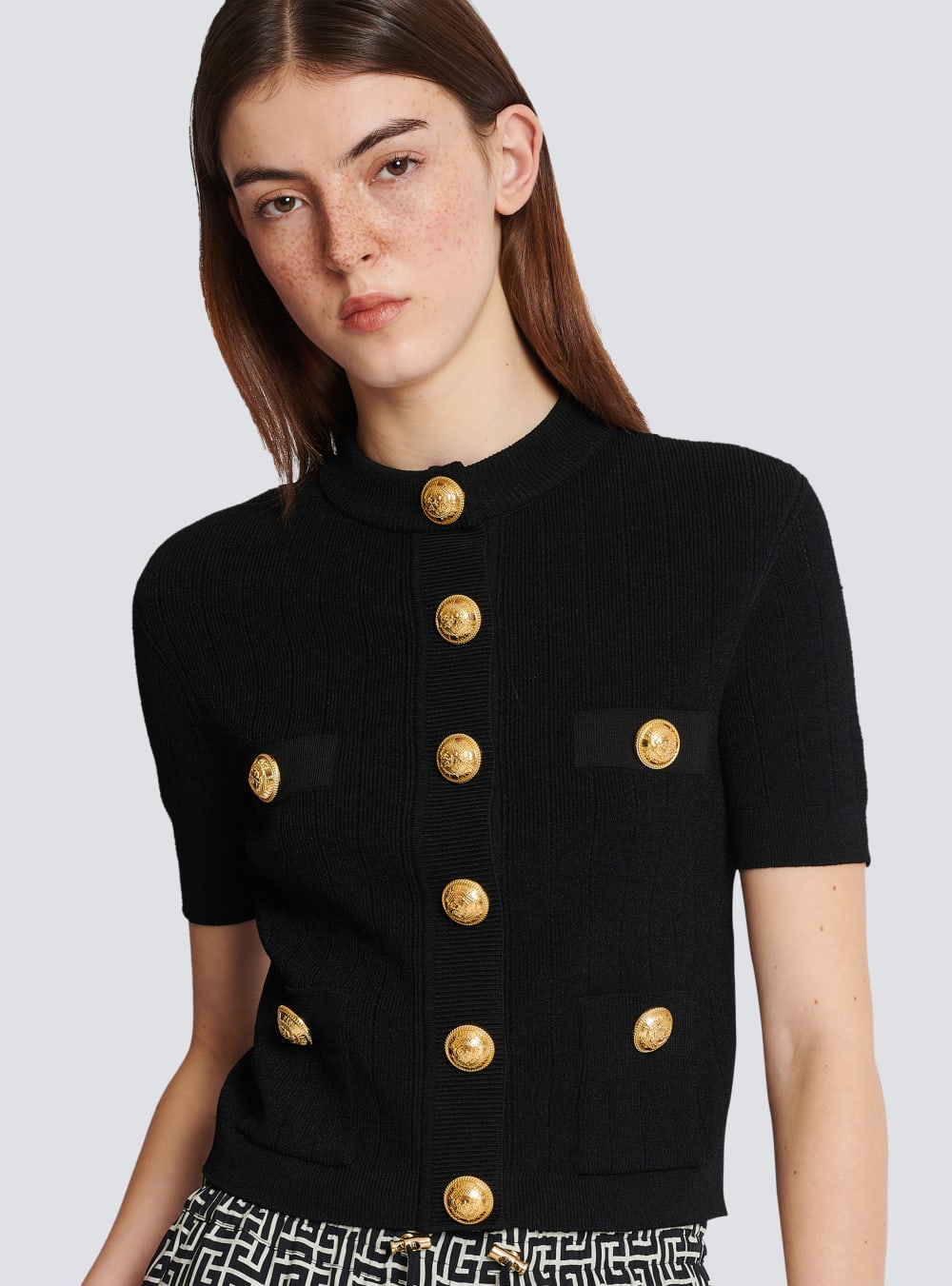 Women's Balmain Buttoned Knitted Cardigan Black | USA ovMSaEBl