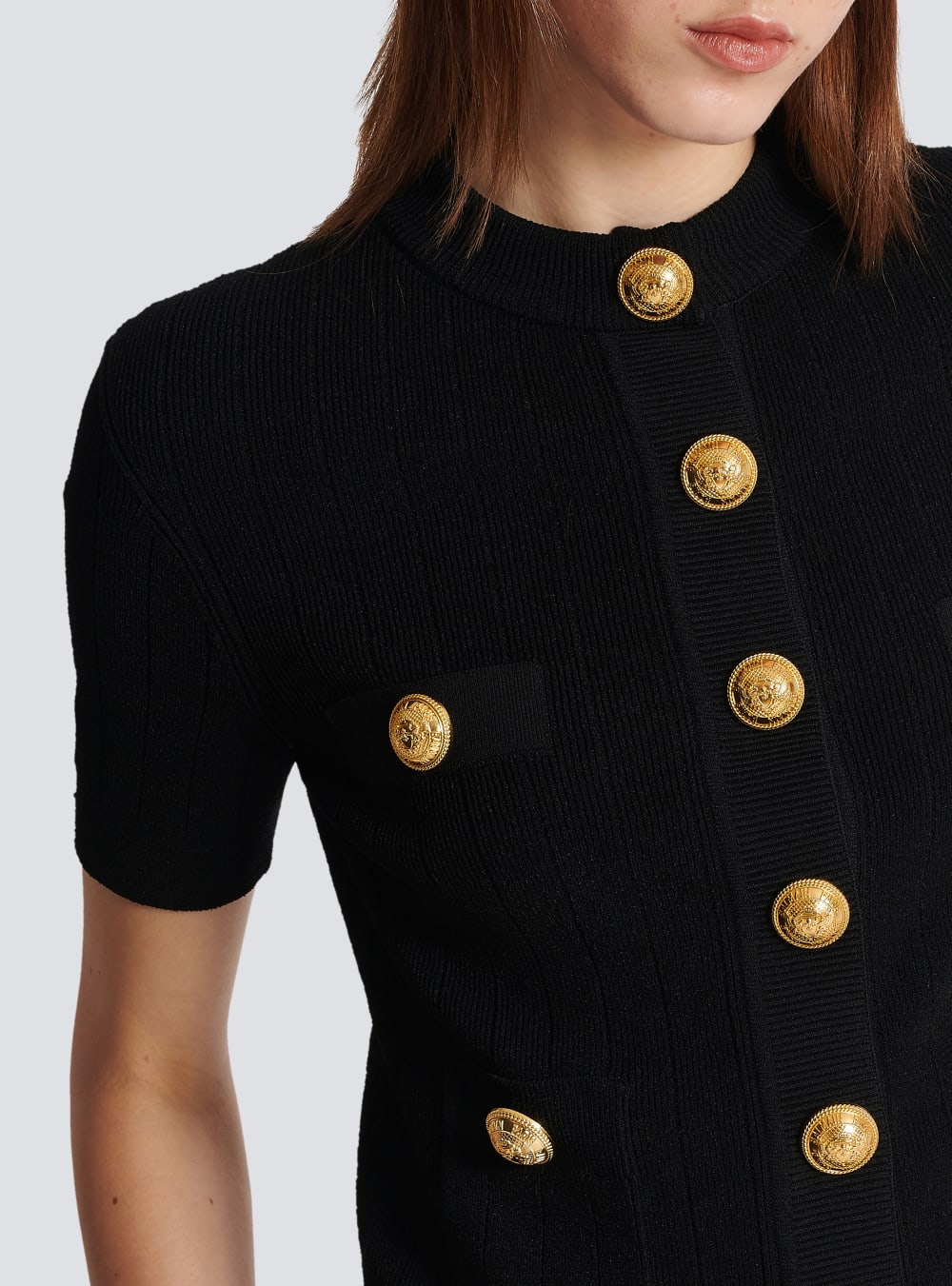 Women's Balmain Buttoned Knitted Cardigan Black | USA ovMSaEBl