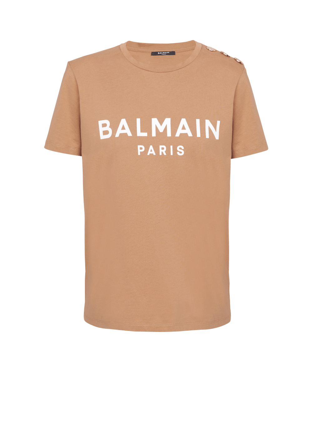 Women\'s Balmain Buttoned Printed Logo T Shirts Brown | USA z08abY3v