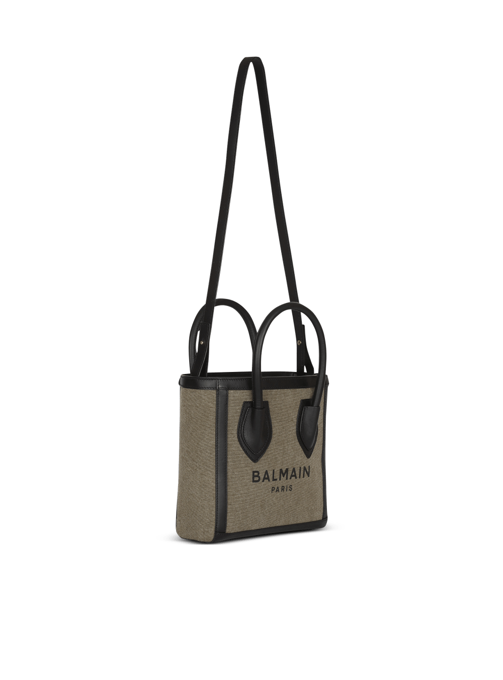 Women's Balmain Canvas B-Army 24 With Leather Panels Tote Bags Khaki | USA Gpj2vC3j