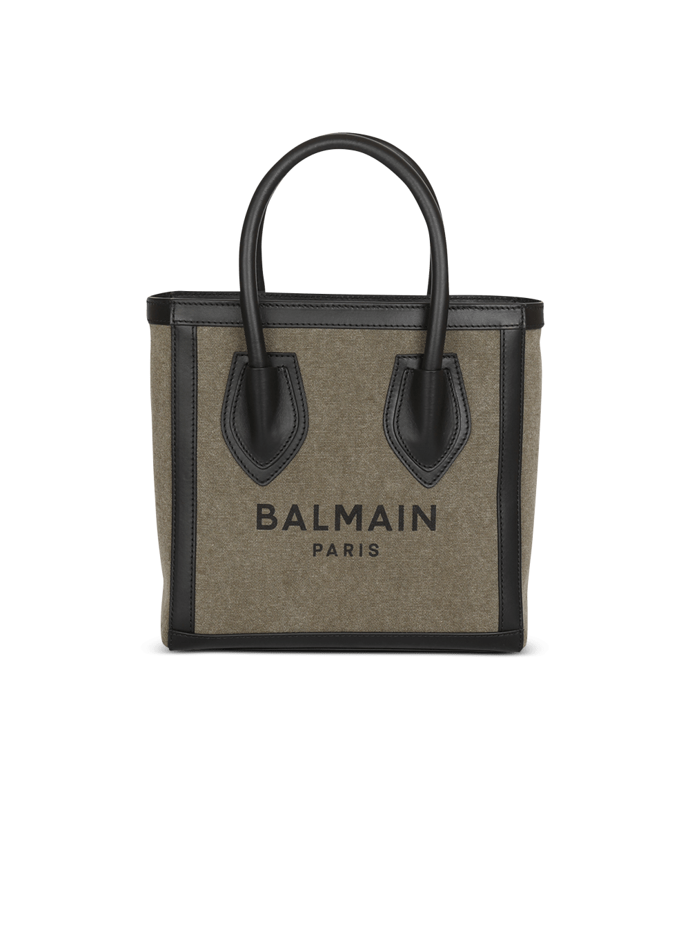 Women\'s Balmain Canvas B-Army 24 With Leather Panels Tote Bags Khaki | USA Gpj2vC3j