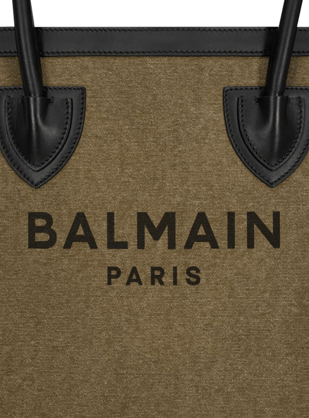 Women's Balmain Canvas B-Army 42 Tote With Leather Panels Tote Bags Khaki | USA cviSdG04