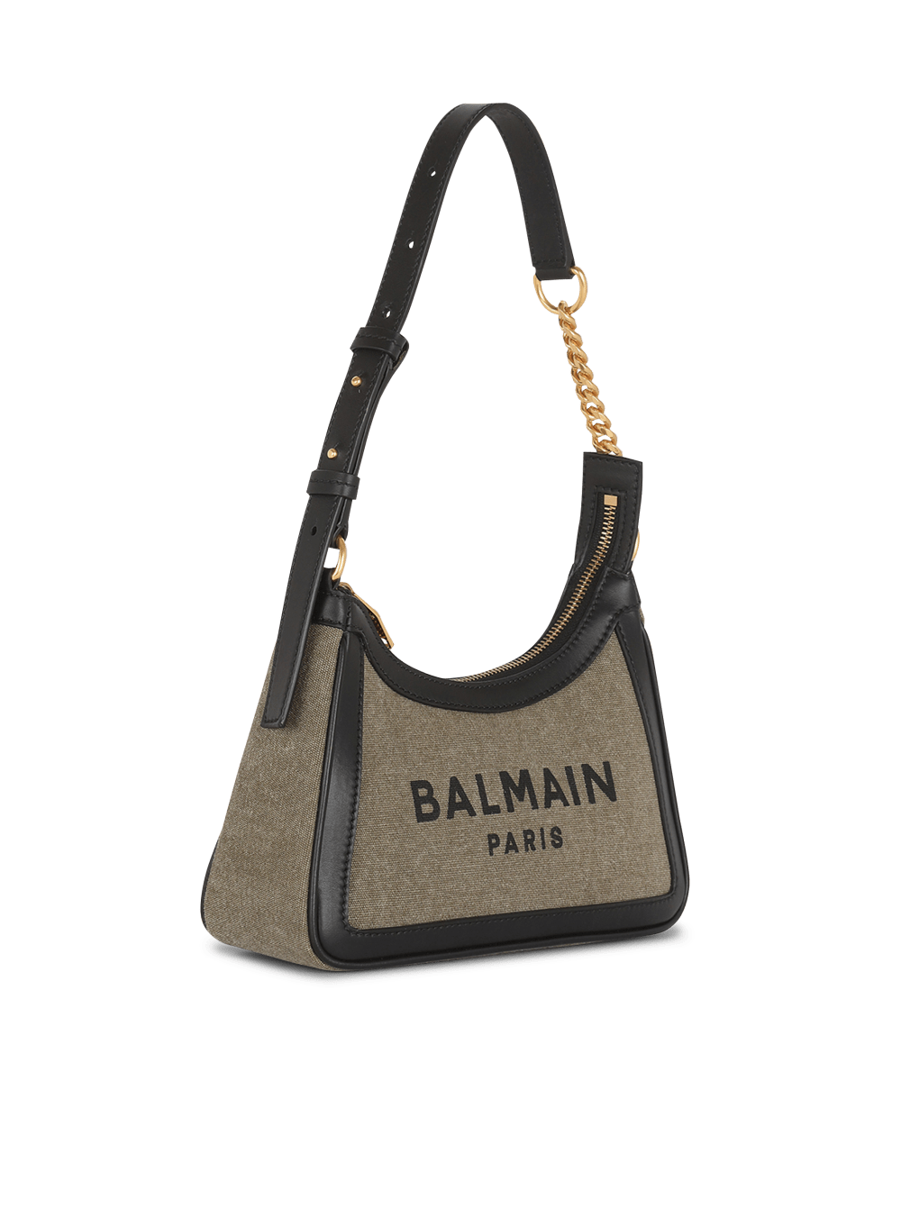 Women's Balmain Canvas B-Army With Leather Panels Handbag Khaki | USA 05jarTdY