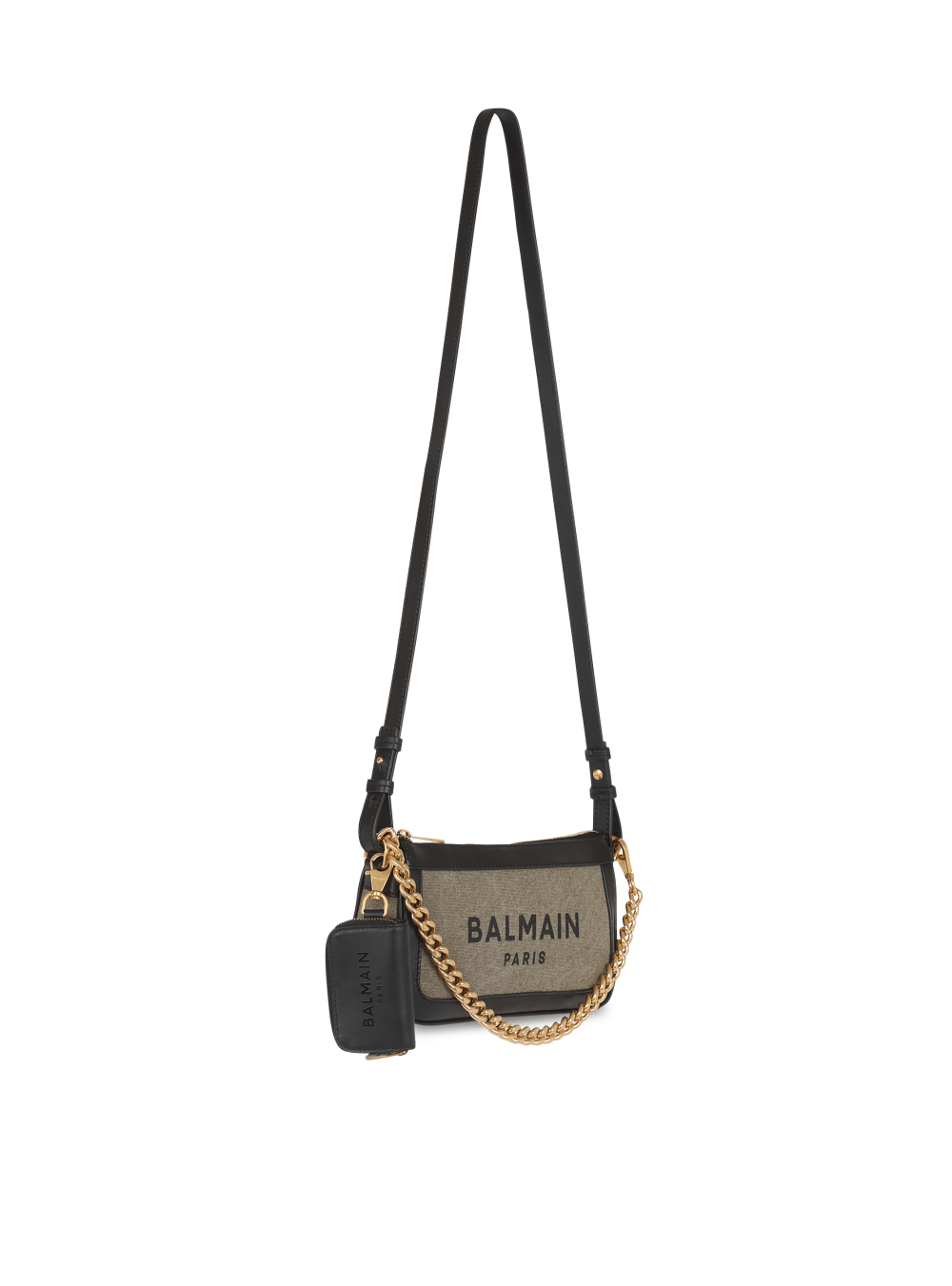 Women's Balmain Canvas B-Army With Leather Panels Crossbody Bags Khaki | USA 8ATBU8MH