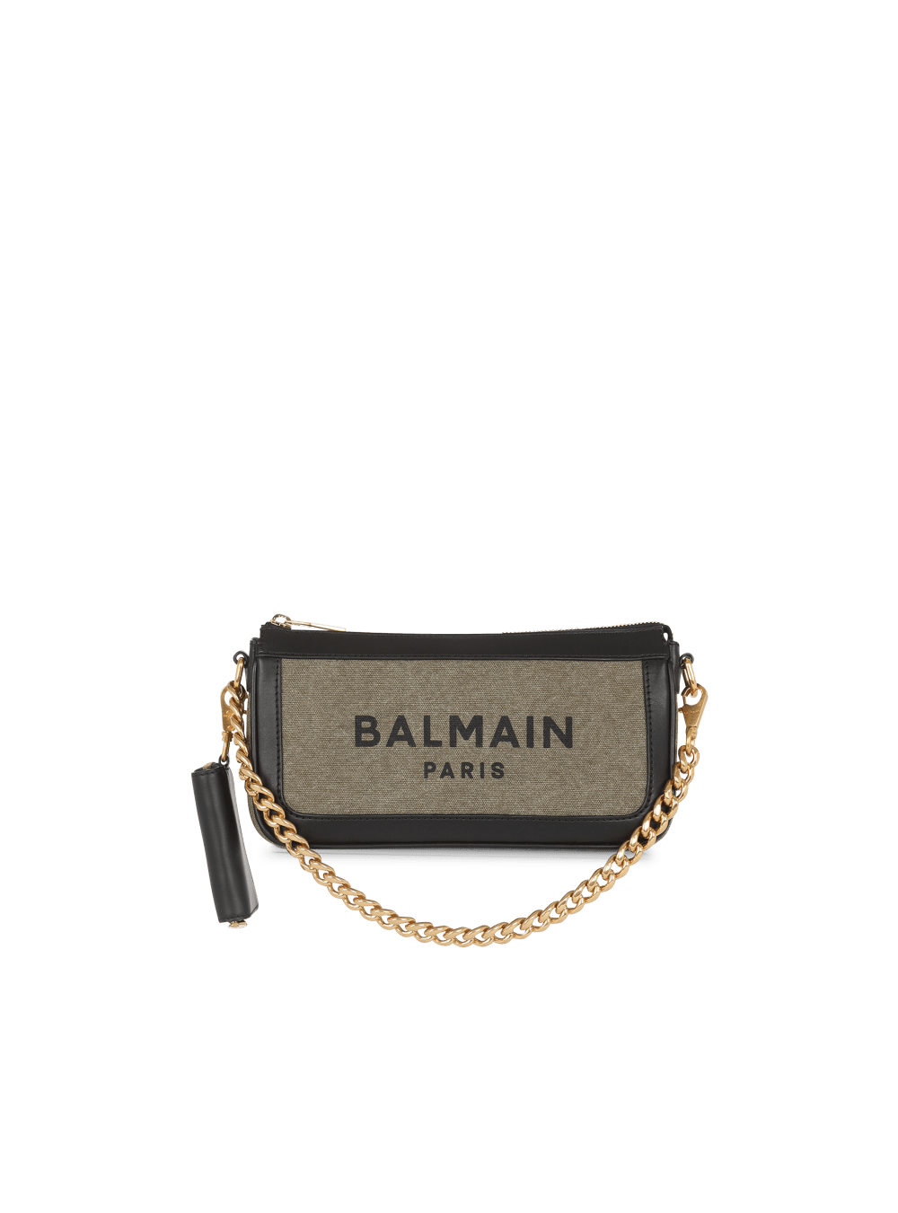 Women's Balmain Canvas B-Army With Leather Panels Crossbody Bags Khaki | USA 8ATBU8MH