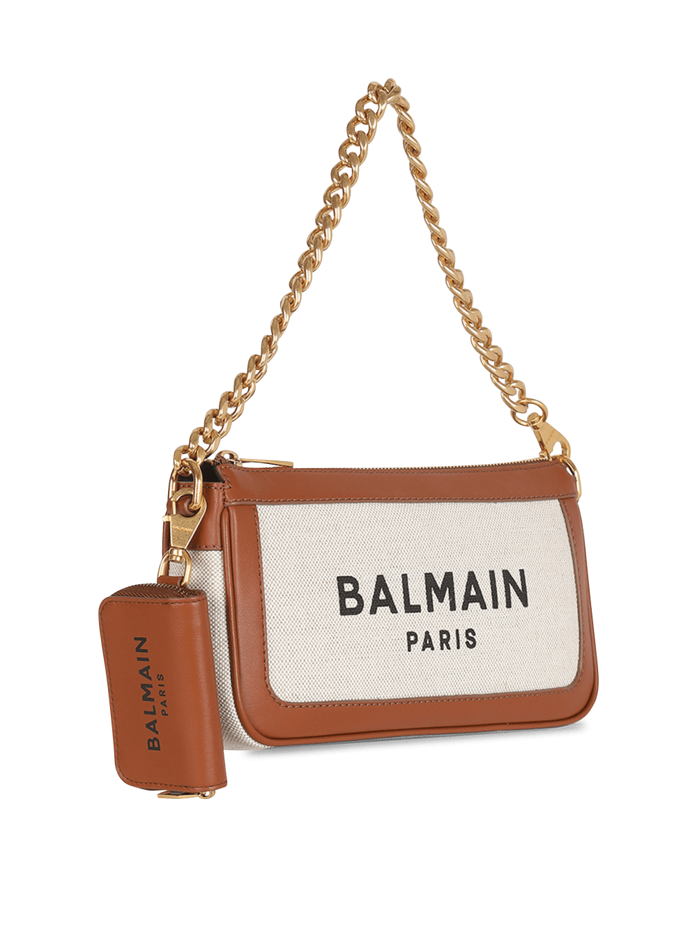 Women's Balmain Canvas B-Army With Leather Panels Shoulder Bags Beige | USA vIonpnBJ