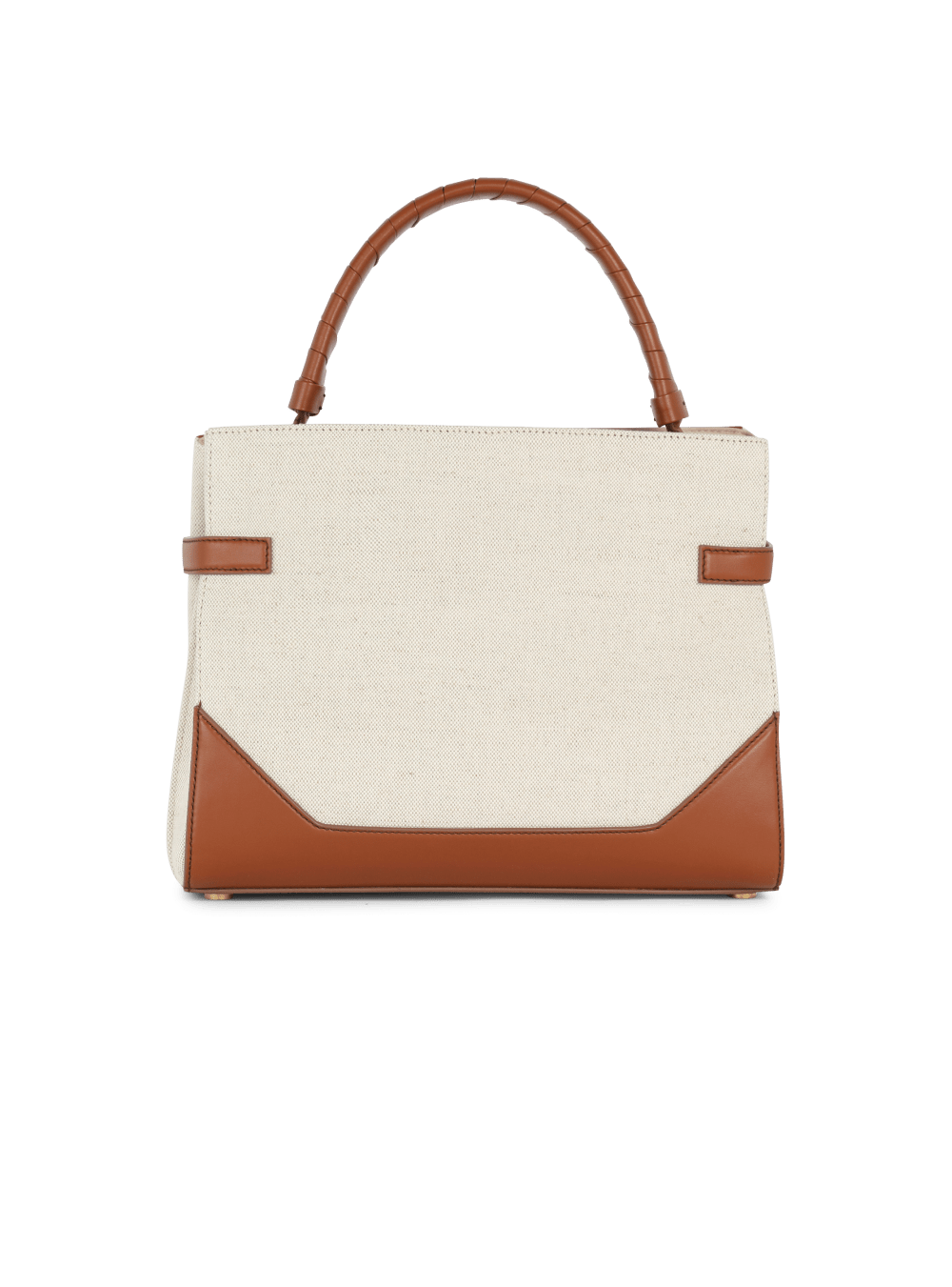 Women's Balmain Canvas B-Buzz Leather Panel Handbag Beige | USA Irem7Nj1