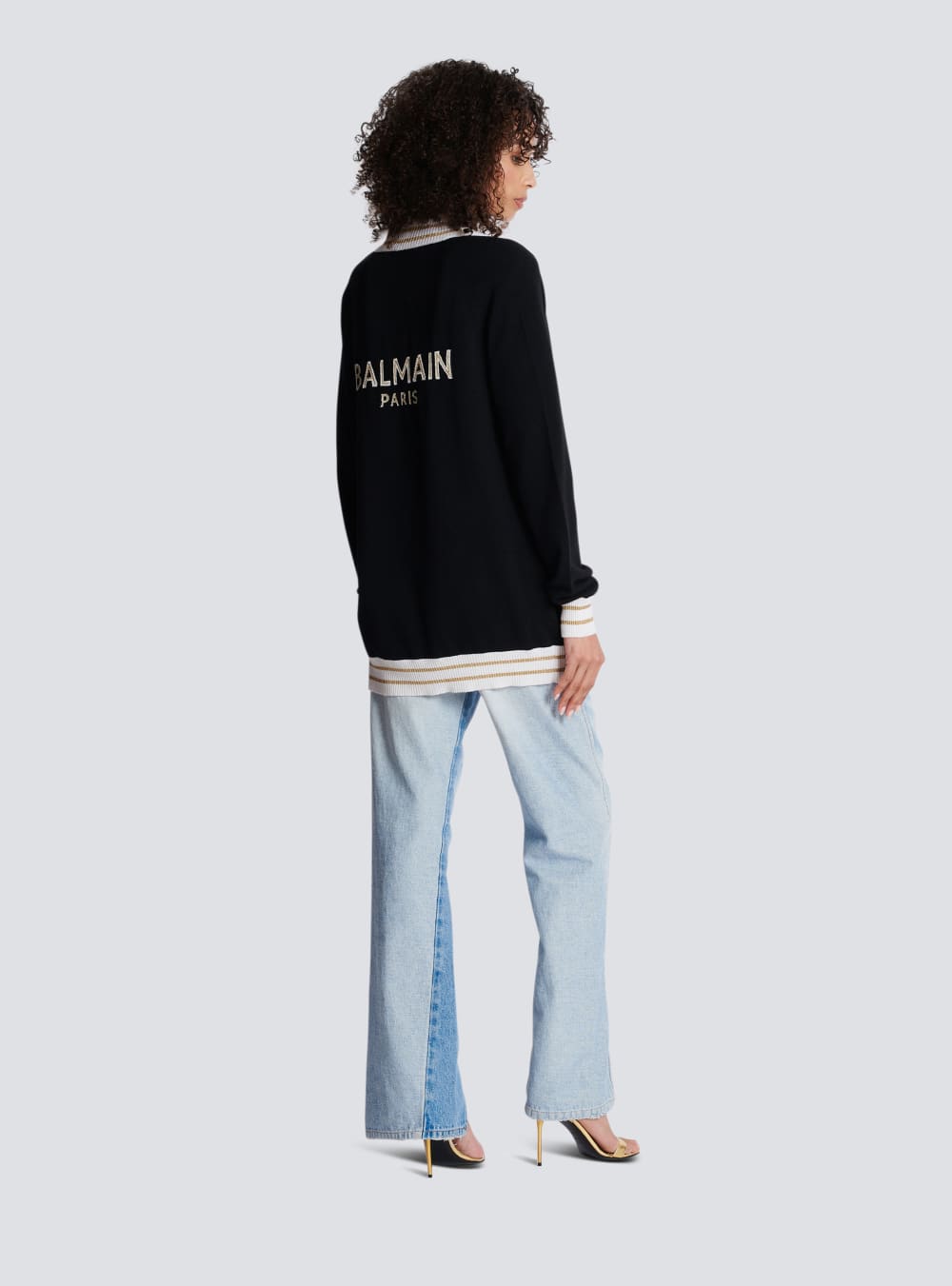 Women's Balmain Cashmere With Logo Cardigan Black | USA KbI7w3cH