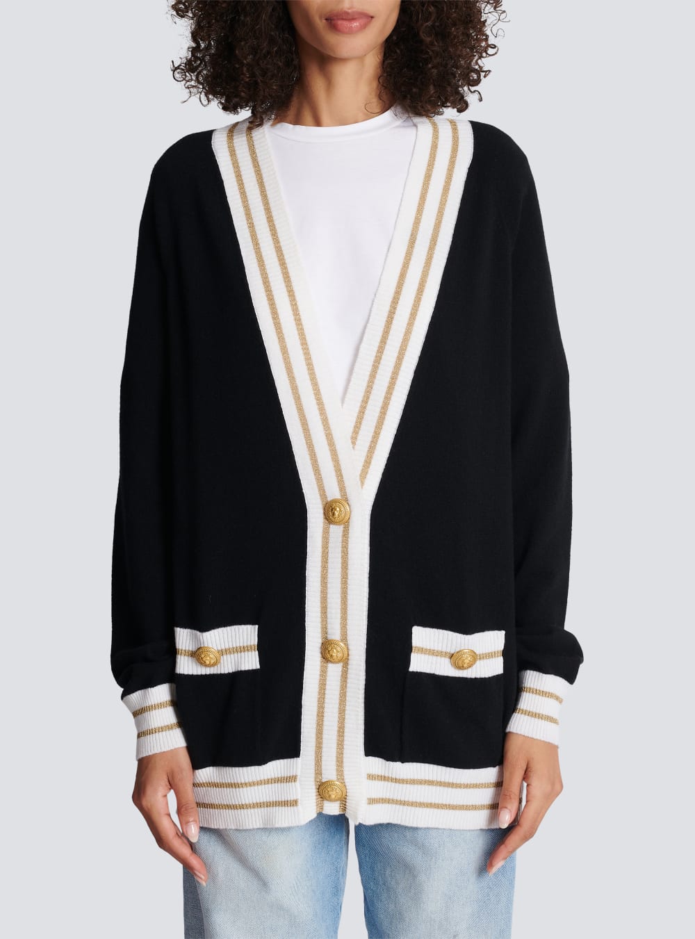 Women's Balmain Cashmere With Logo Cardigan Black | USA KbI7w3cH