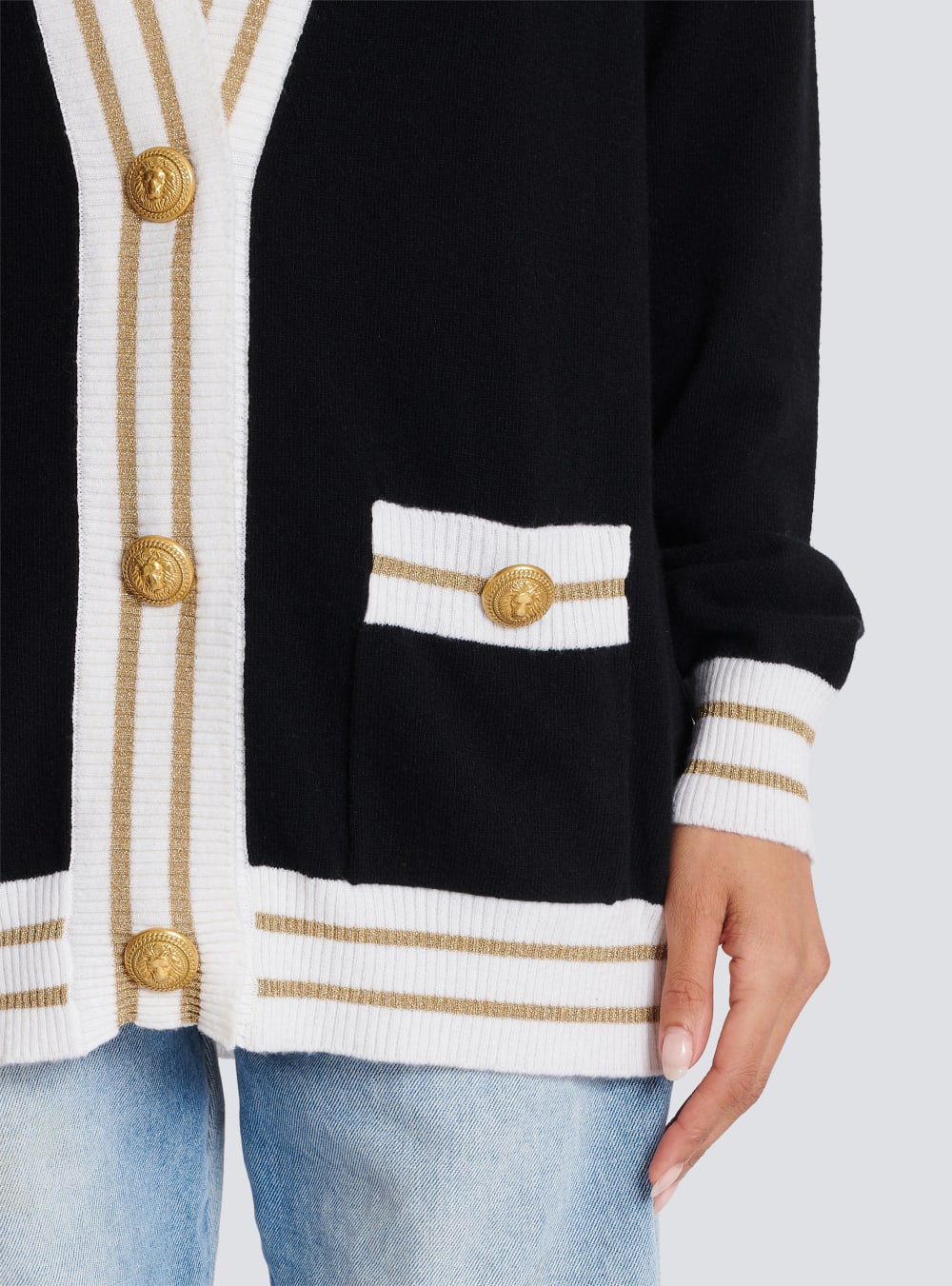 Women's Balmain Cashmere With Logo Cardigan Black | USA KbI7w3cH