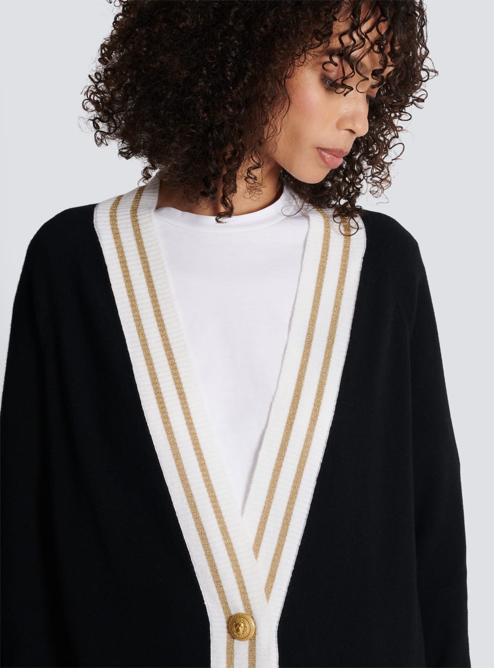 Women's Balmain Cashmere With Logo Cardigan Black | USA KbI7w3cH