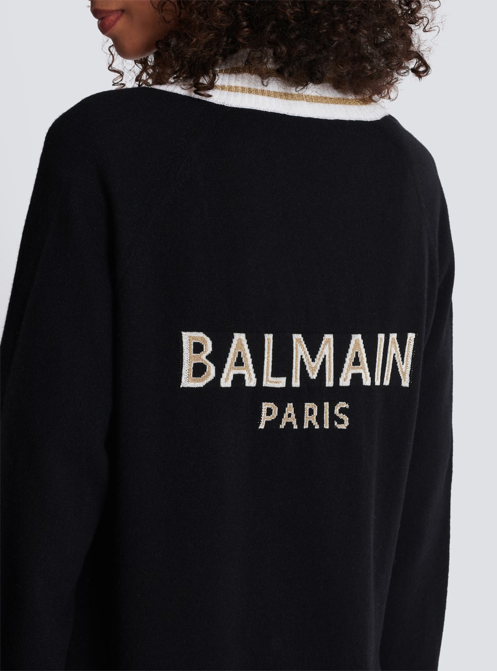 Women's Balmain Cashmere With Logo Cardigan Black | USA KbI7w3cH