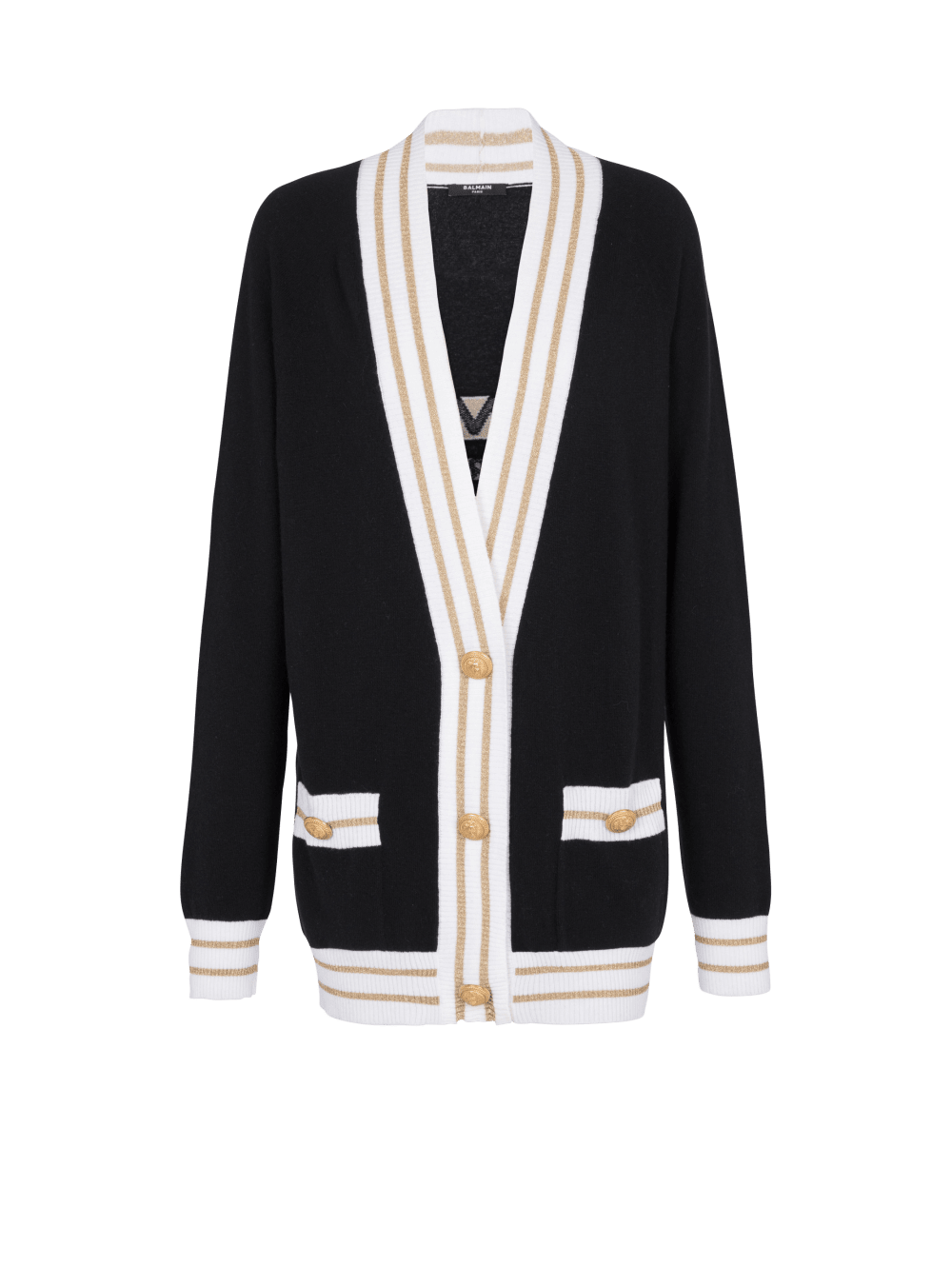 Women\'s Balmain Cashmere With Logo Cardigan Black | USA KbI7w3cH