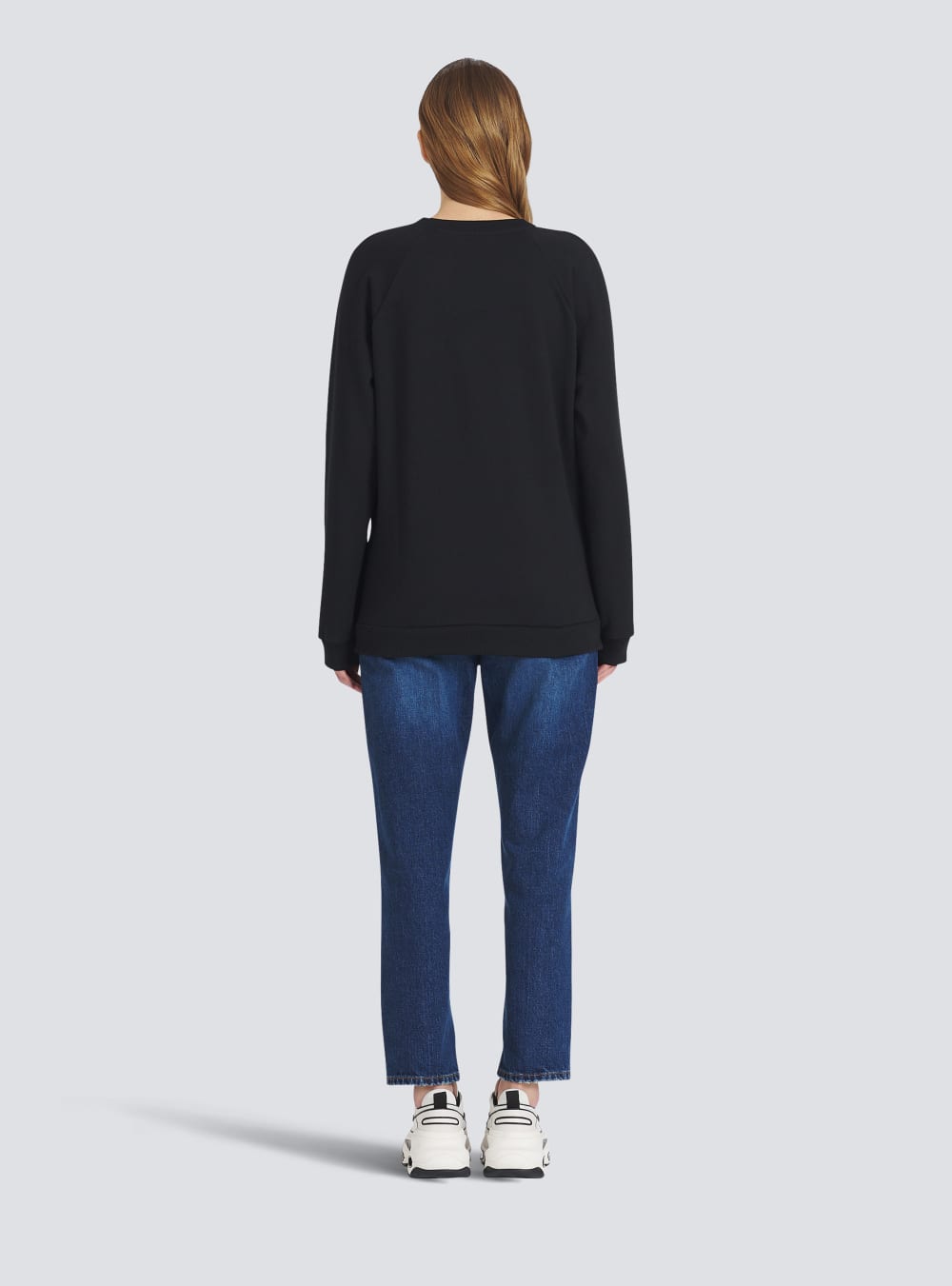 Women's Balmain Cotton Eco-designed With Flocked Logo Sweatshirts Black | USA gENYtrhP