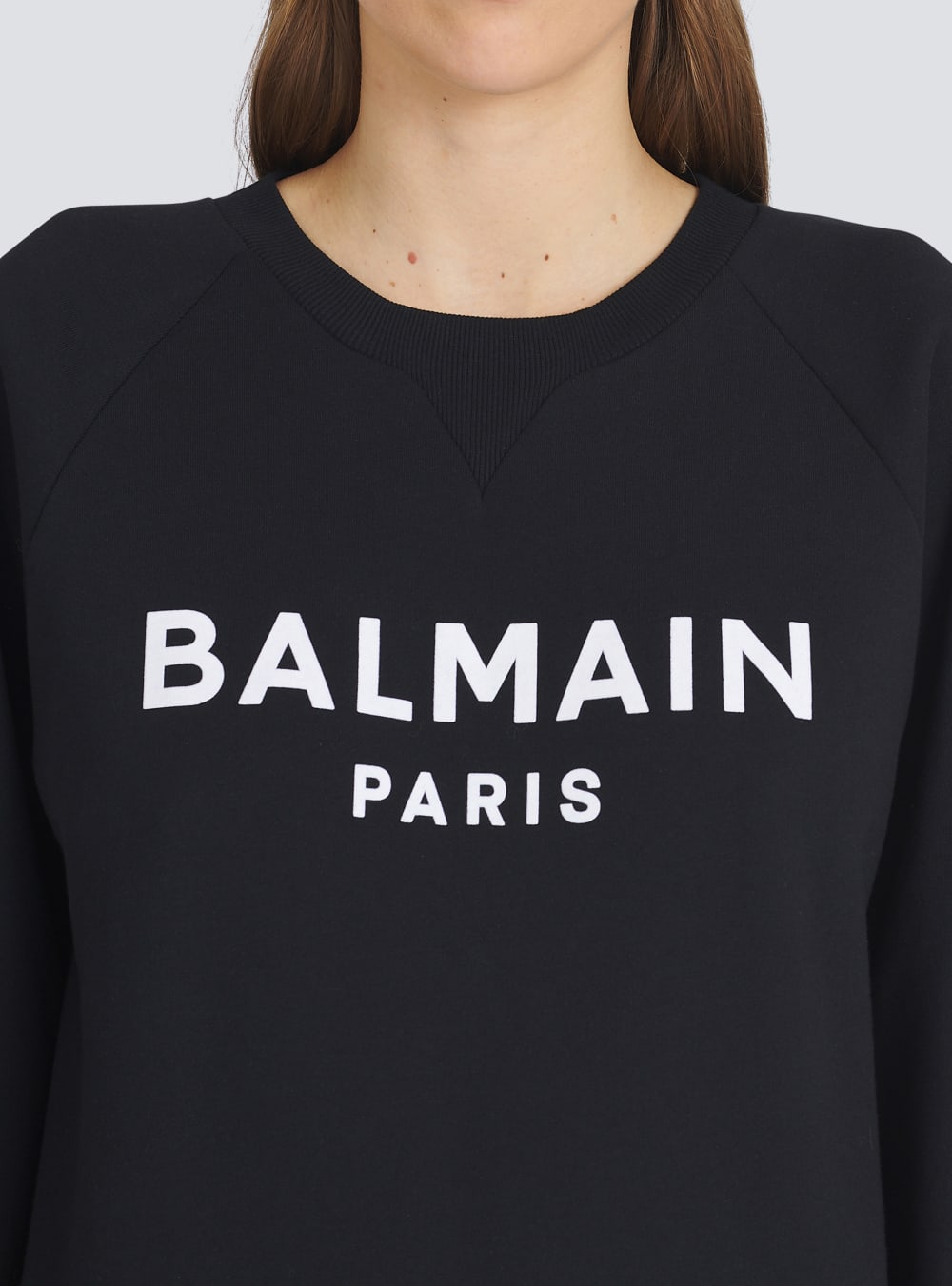 Women's Balmain Cotton Eco-designed With Flocked Logo Sweatshirts Black | USA gENYtrhP