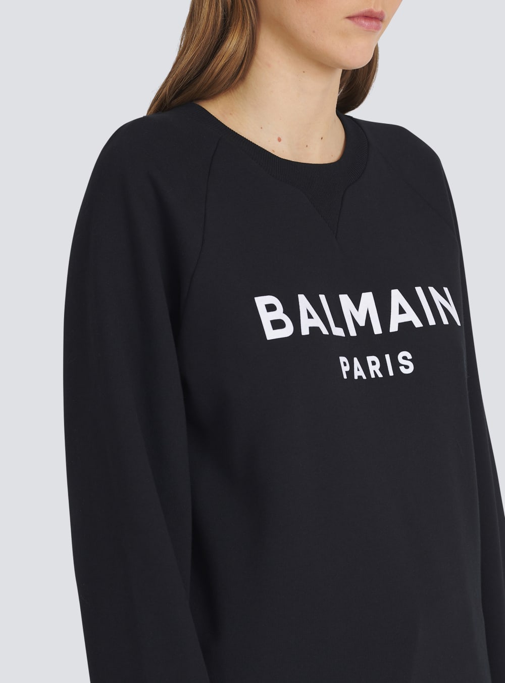 Women's Balmain Cotton Eco-designed With Flocked Logo Sweatshirts Black | USA gENYtrhP