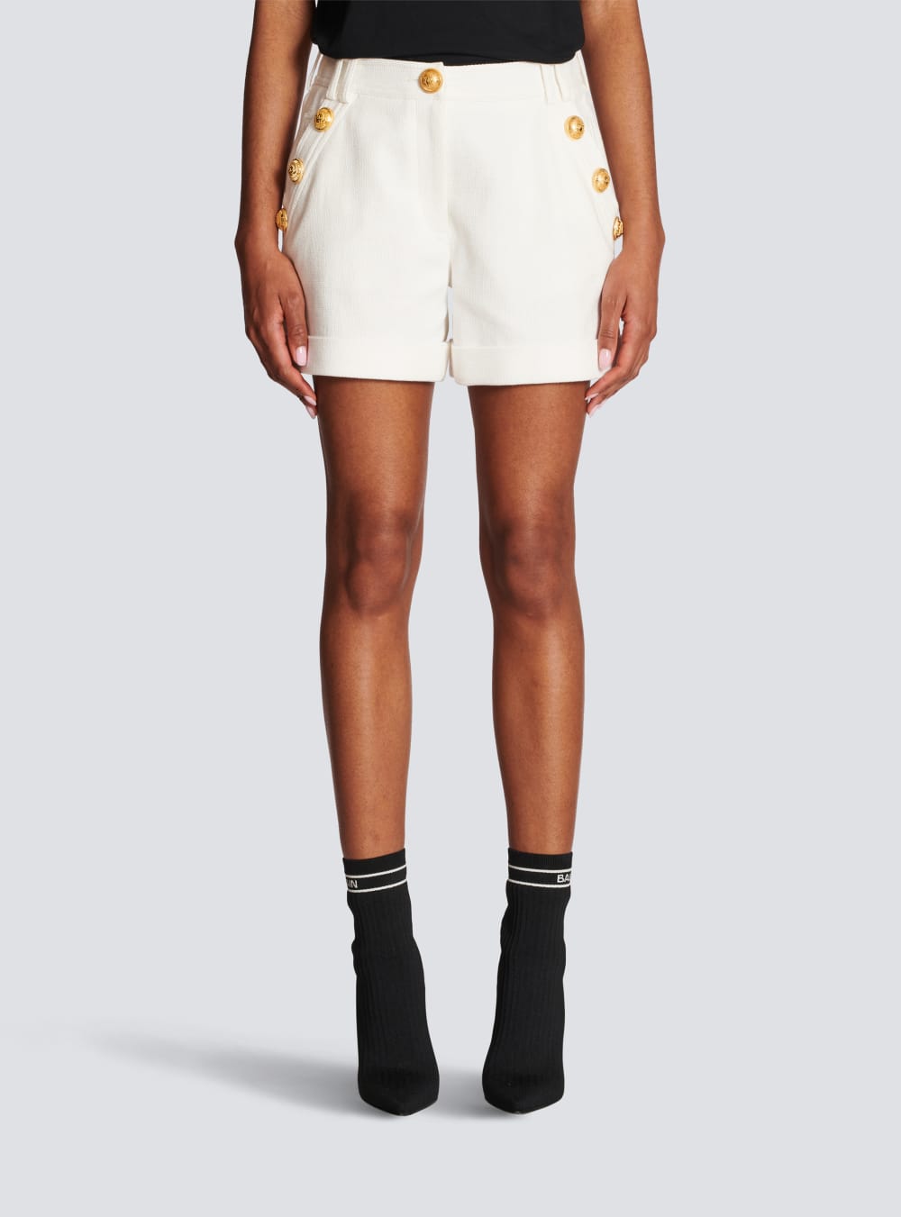 Women's Balmain Cotton Low-rise Shorts White | USA 0dCxSfUT