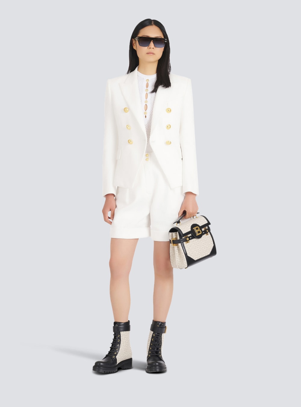 Women's Balmain Cotton Piqué Double-buttoned Jackets White | USA 26WIvwrD