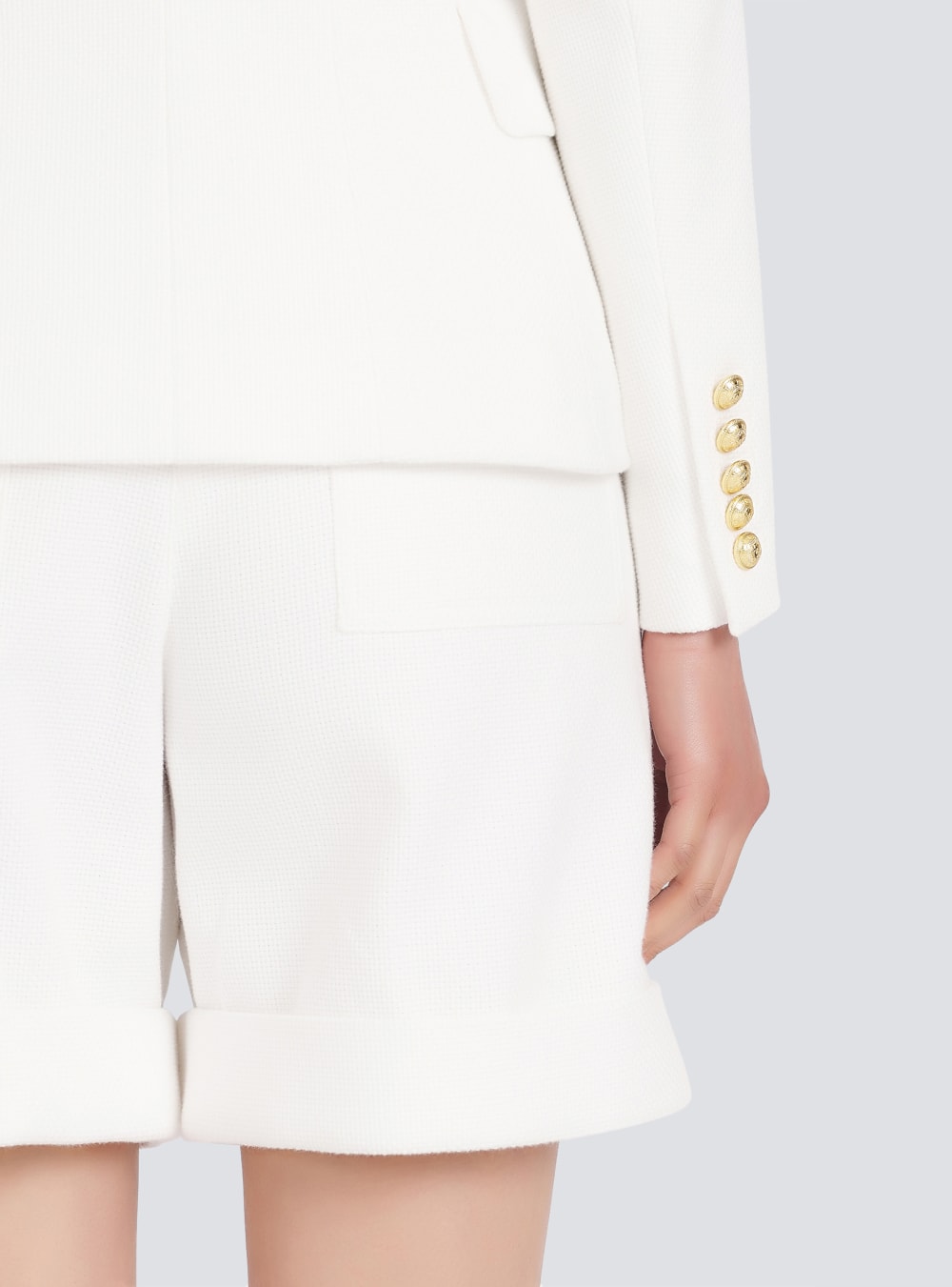 Women's Balmain Cotton Piqué Double-buttoned Jackets White | USA 26WIvwrD