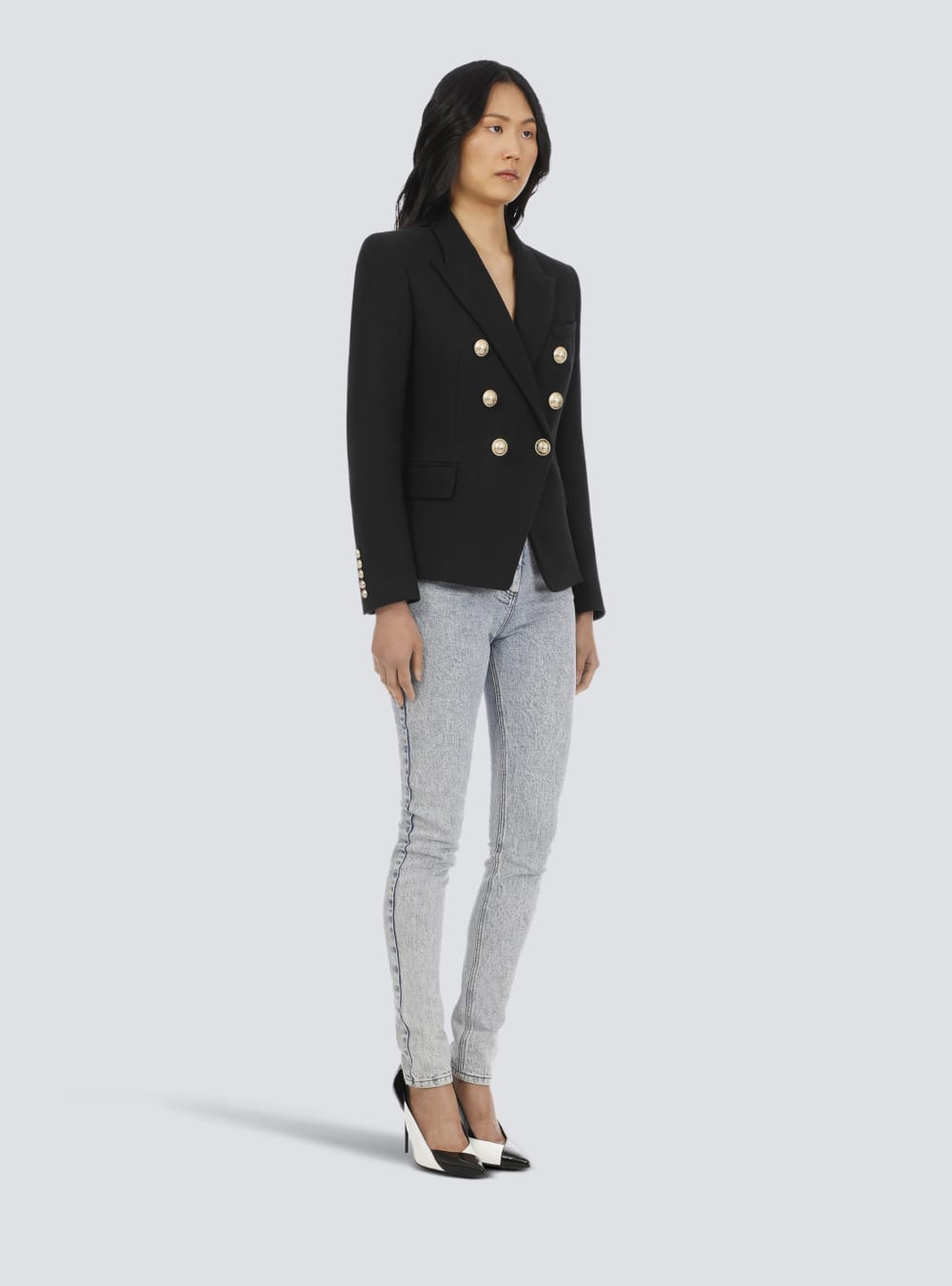 Women's Balmain Cotton Piqué Double-buttoned Jackets Black | USA Mnr3aPdF