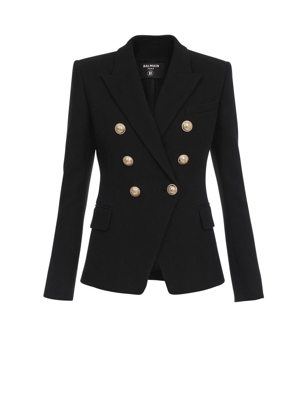 Women\'s Balmain Cotton Piqué Double-buttoned Jackets Black | USA Mnr3aPdF