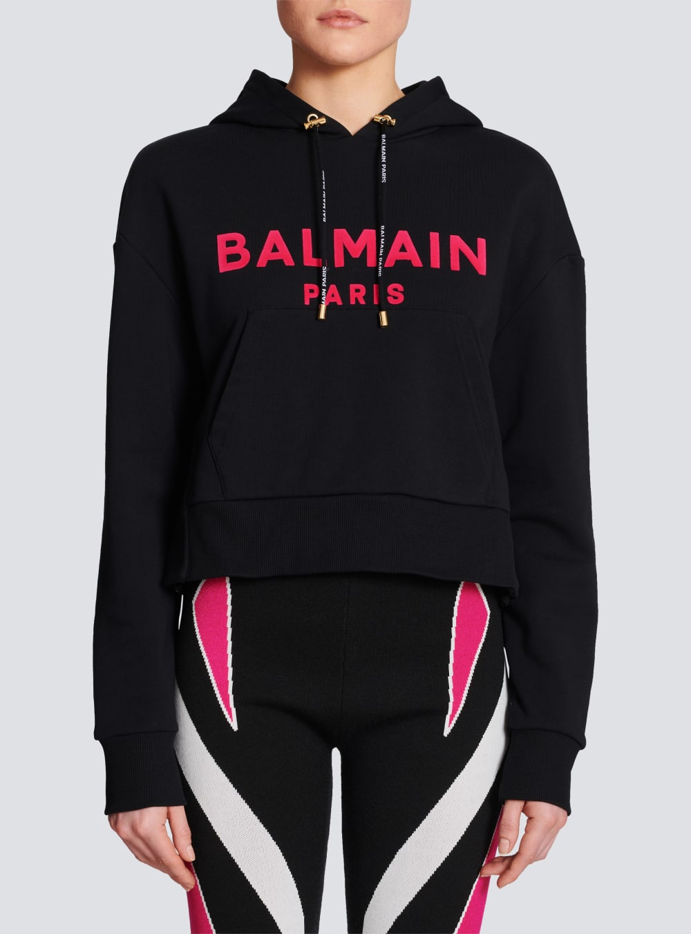 Women's Balmain Cotton Printed Logo Sweatshirts Black | USA 74WAL09g